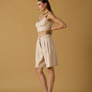 Bermuda à rayures dorées - noisette