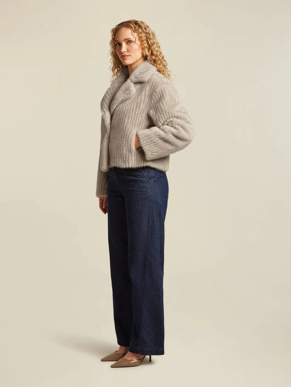 Manteau court FALLONY - chinchilla