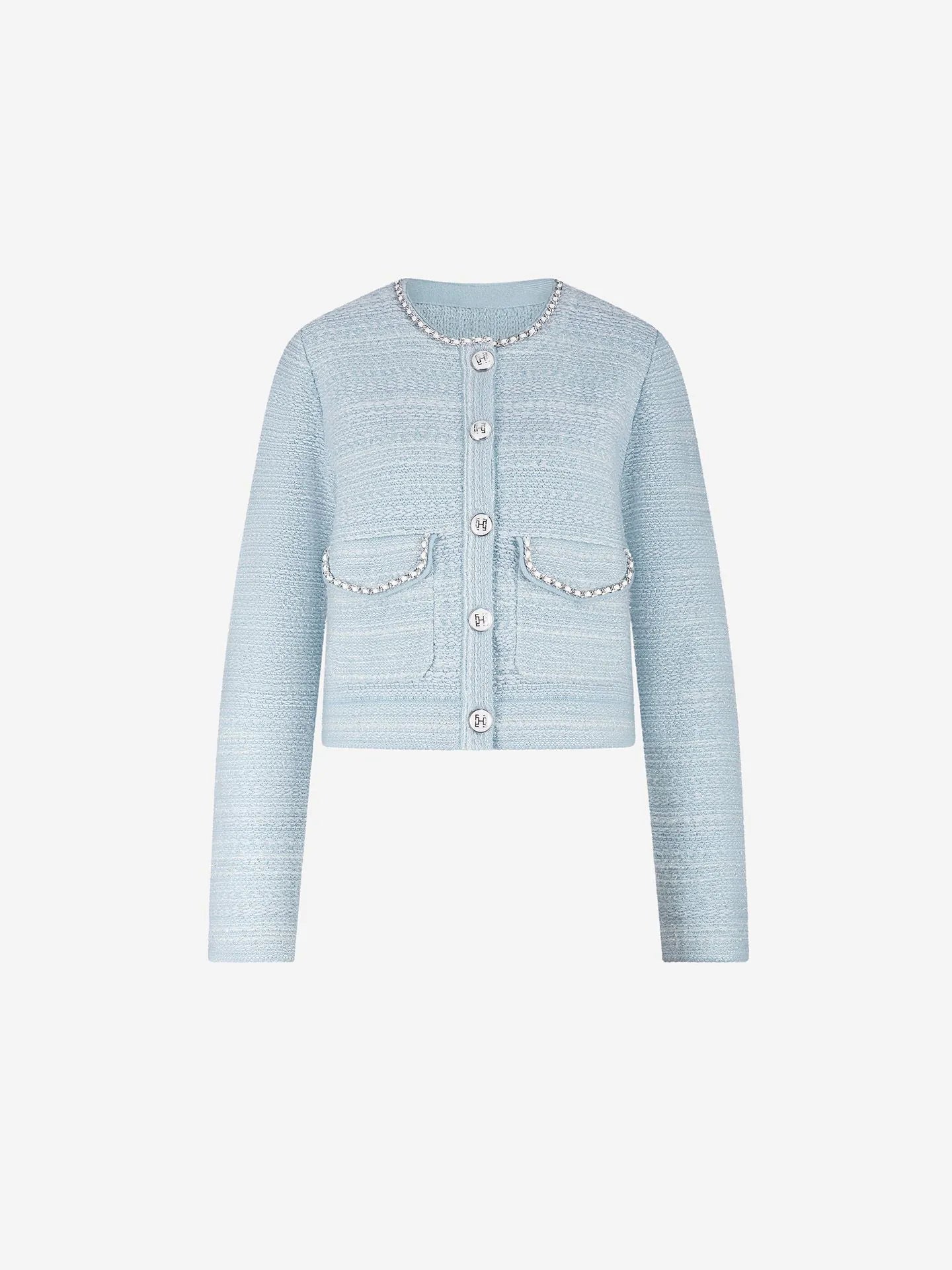 Cardigan bouclé avec détails en chaîne JOSSE - bleu