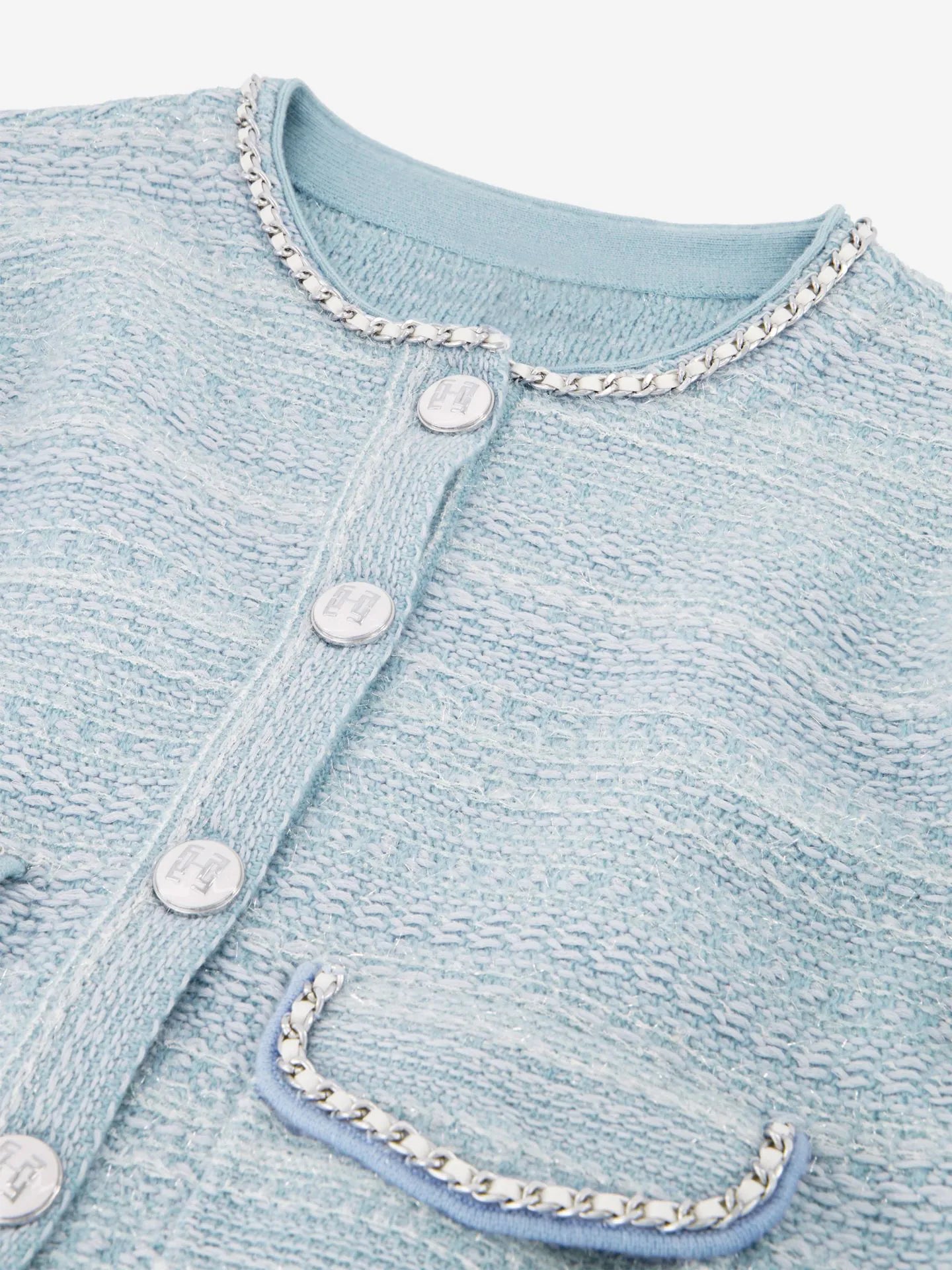 Cardigan bouclé avec détails en chaîne JOSSE - bleu