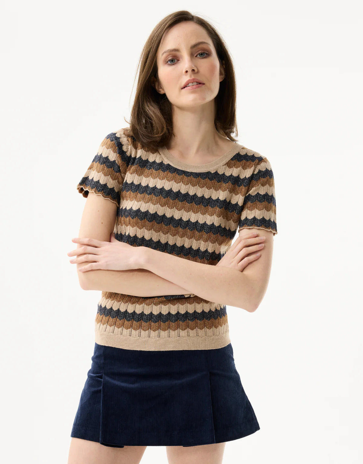 Twin-set rayé scintillant CHARLOTTE - bleu beige