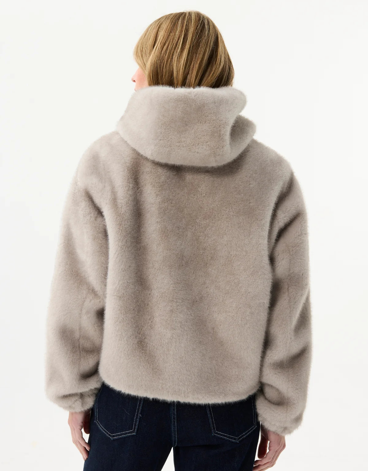 Veste à capuche en fausse fourrure HELENE - gris