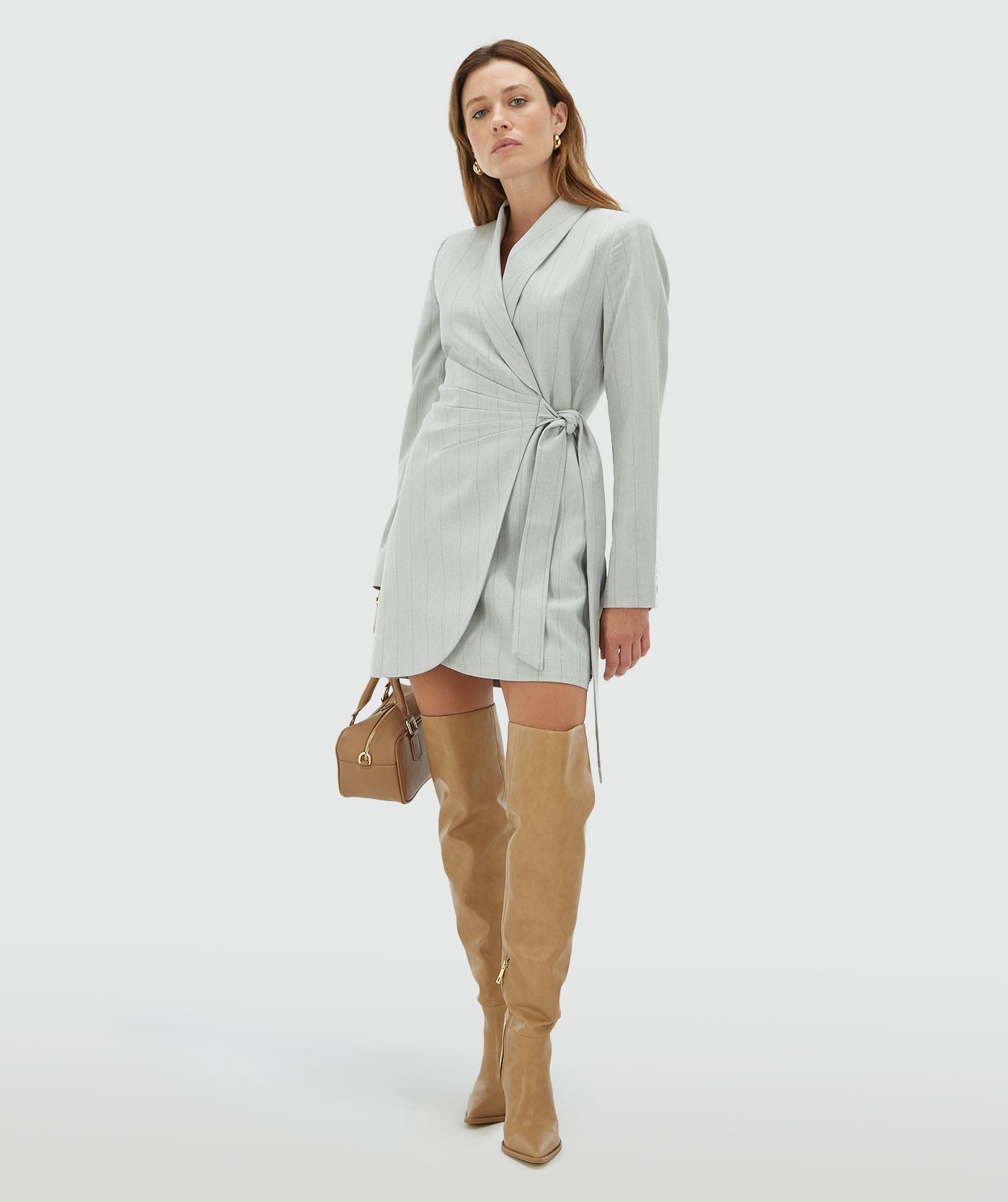 Robe portefeuille BONITA - light grey melange
