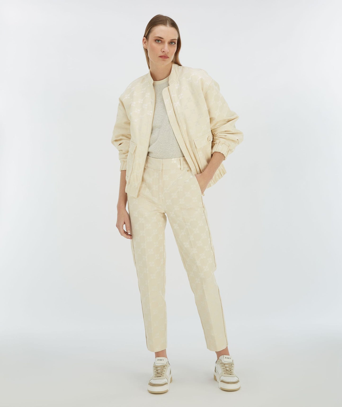 Veste Bomber KELSEY - motif logo écru