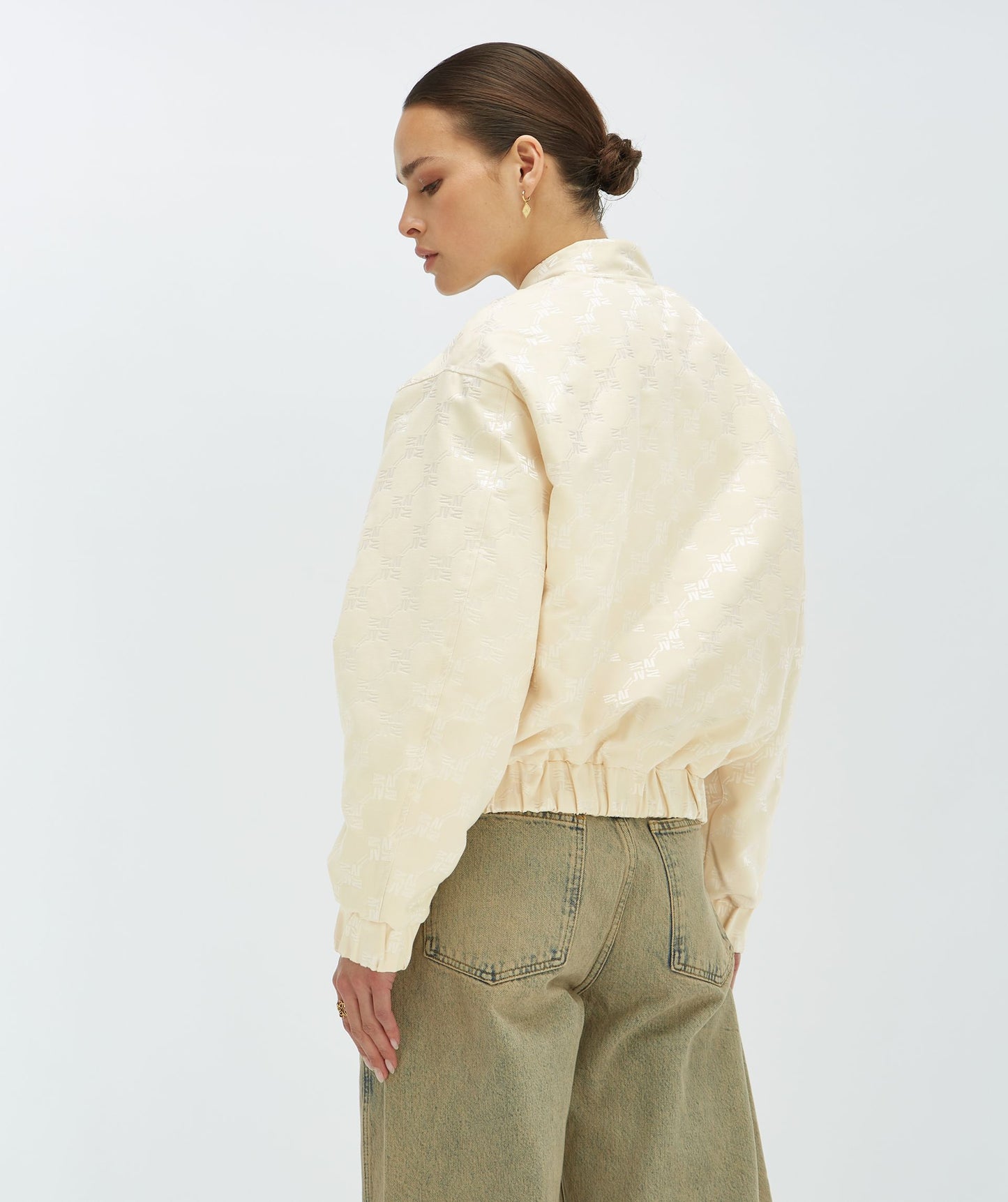 Veste Bomber KELSEY - motif logo écru