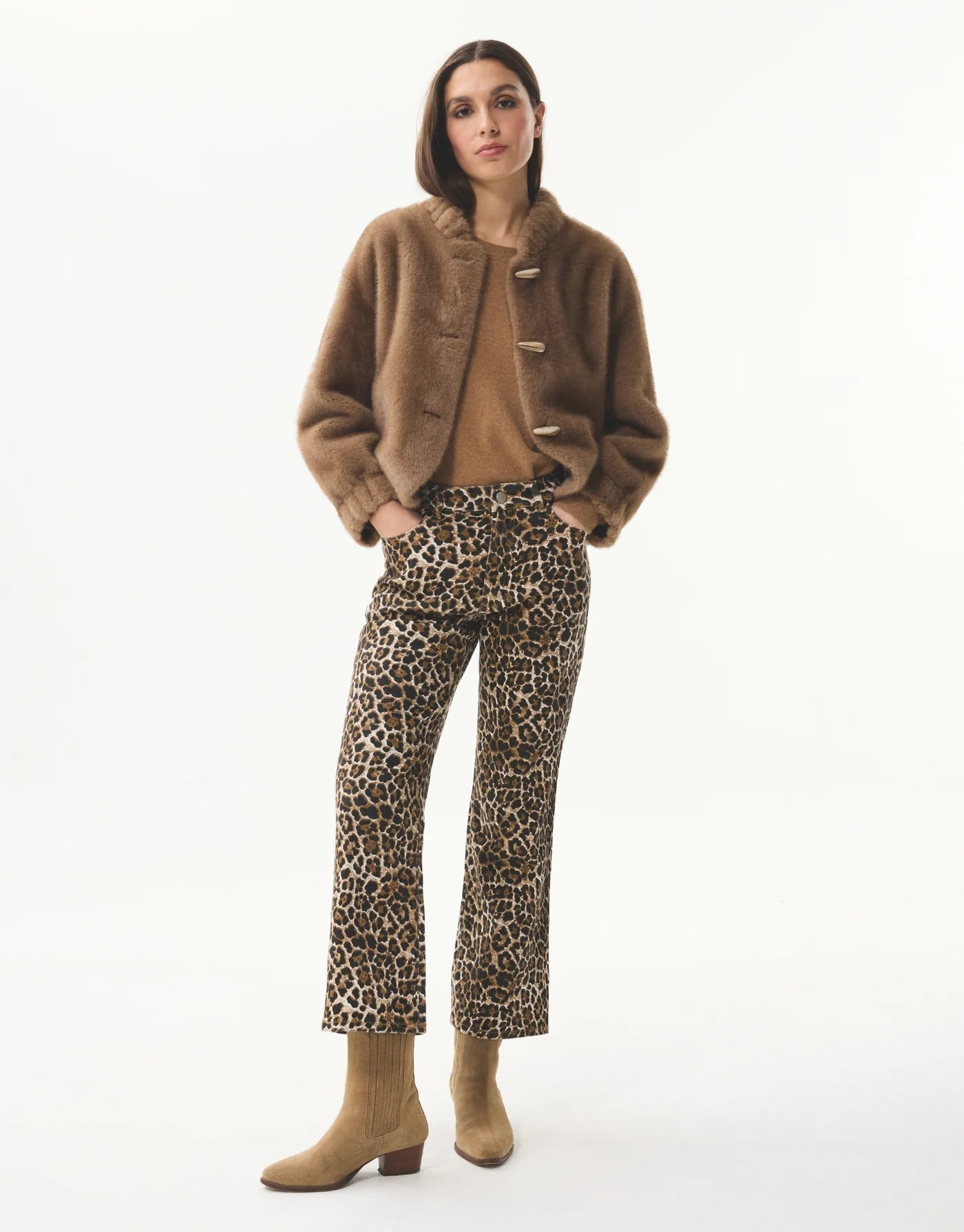Veste courte en fausse fourrure GISELE - camel