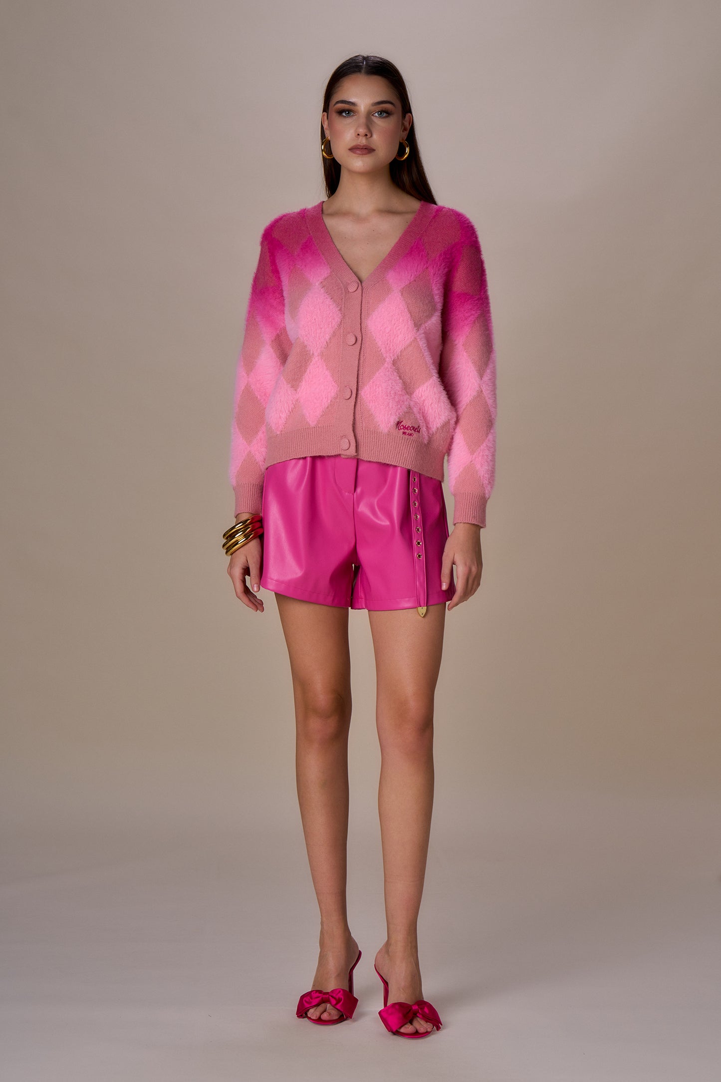 Cardigan losanges dégradés LEONIE - rose