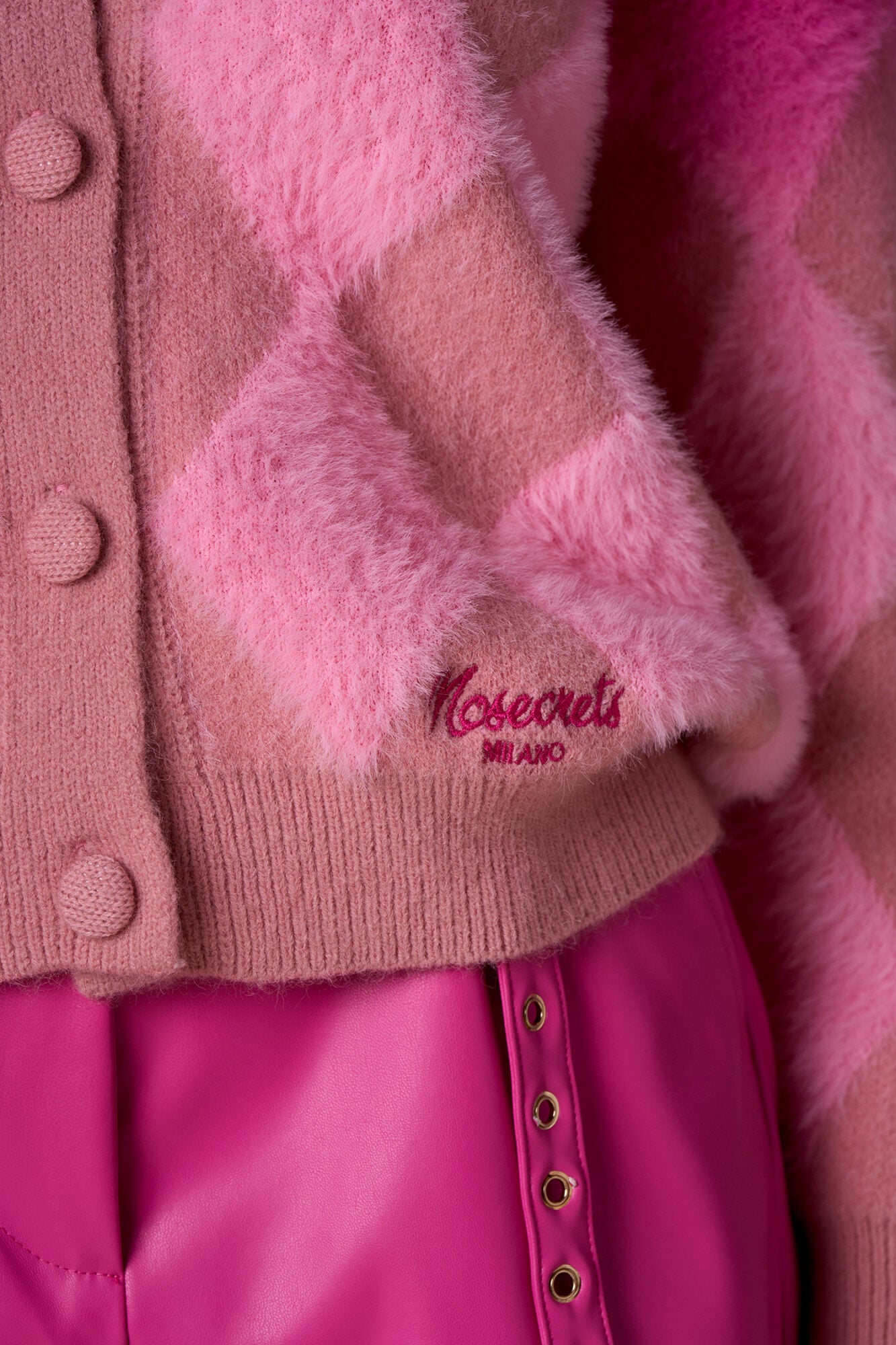 Cardigan losanges dégradés LEONIE - rose