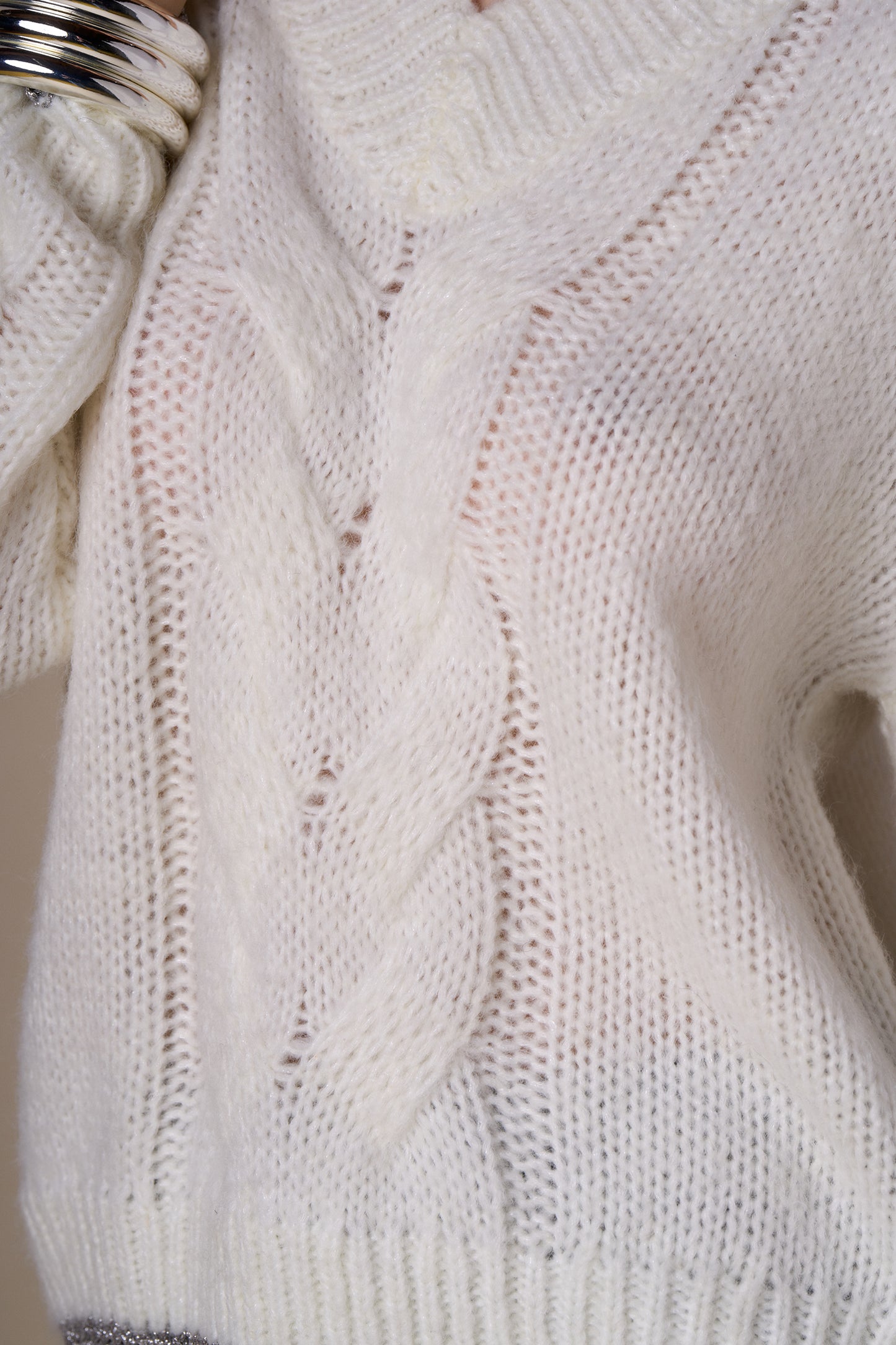 Pull col roulé épaules dénudées lurex CLARA - gris
