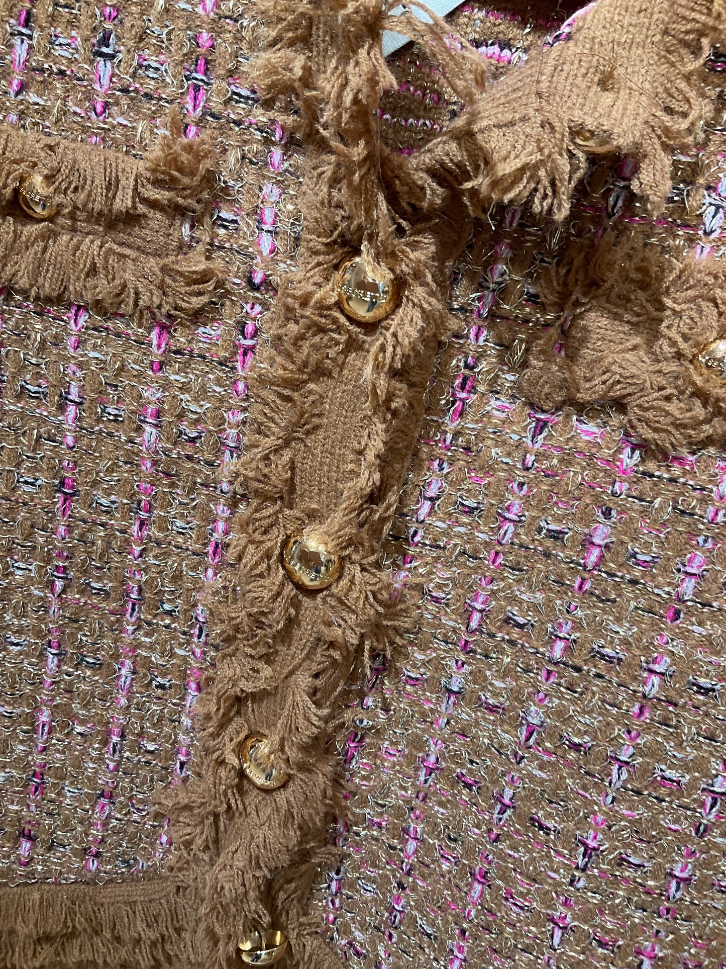 Veste en maille bouclette SIENNA - caramel fuchsia