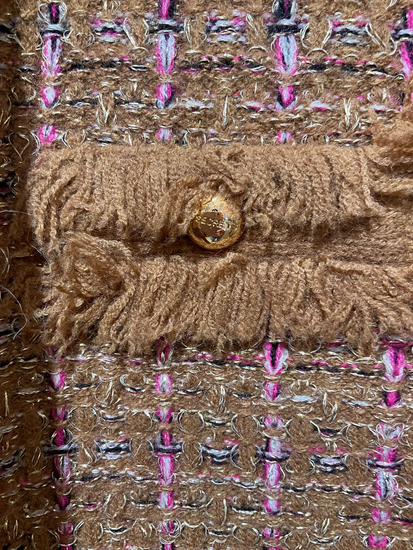 Veste en maille bouclette SIENNA - caramel fuchsia