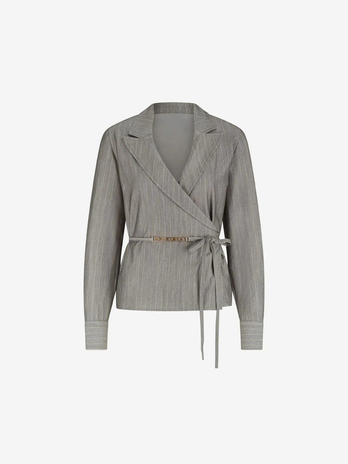 Blouse portefeuille rayée avec détail de chaîne LUBLIN - gris