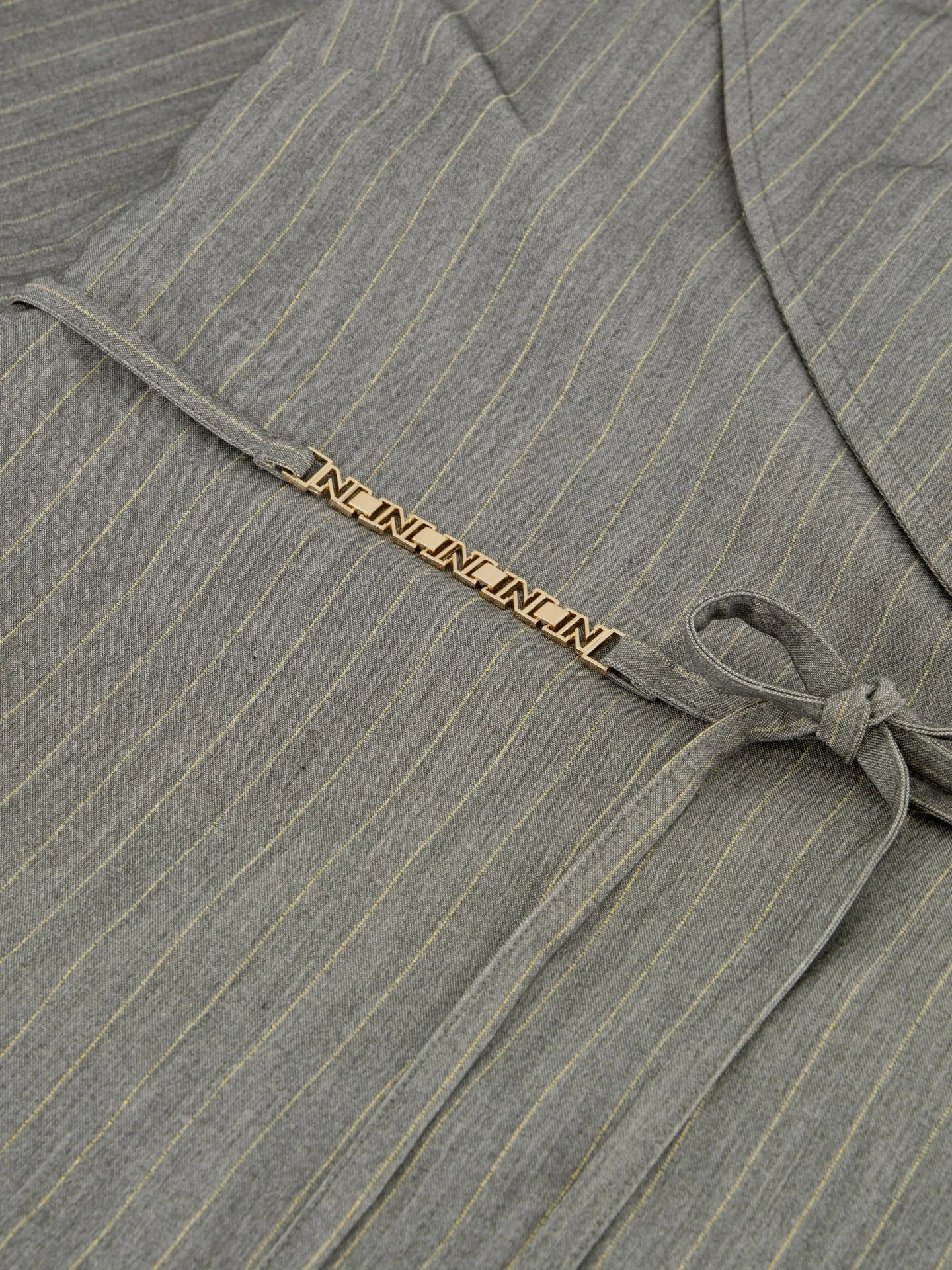 Blouse portefeuille rayée avec détail de chaîne LUBLIN - gris