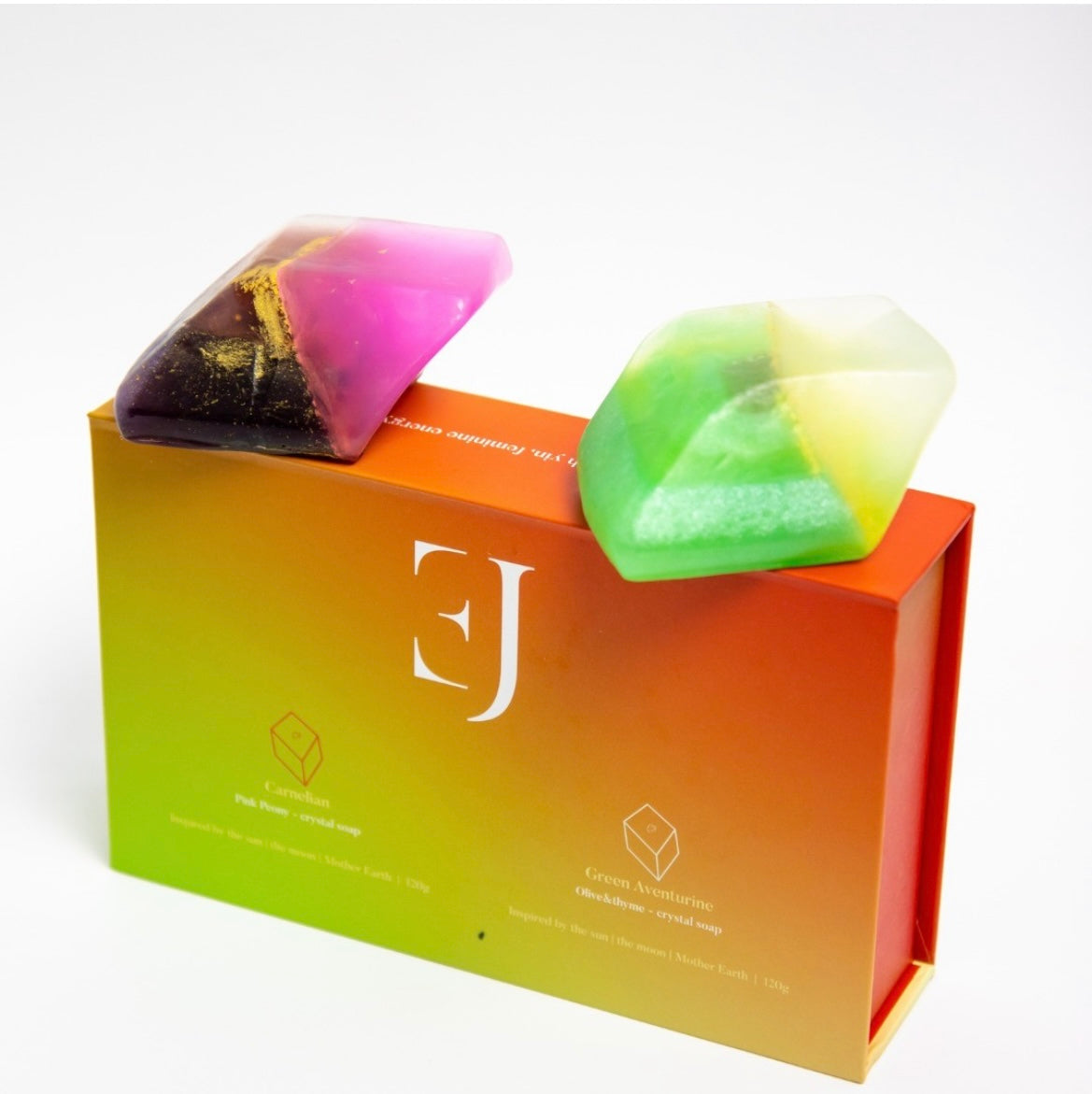 Coffret duo savons cristal - CORNALINE / GREEN AVENTURINE