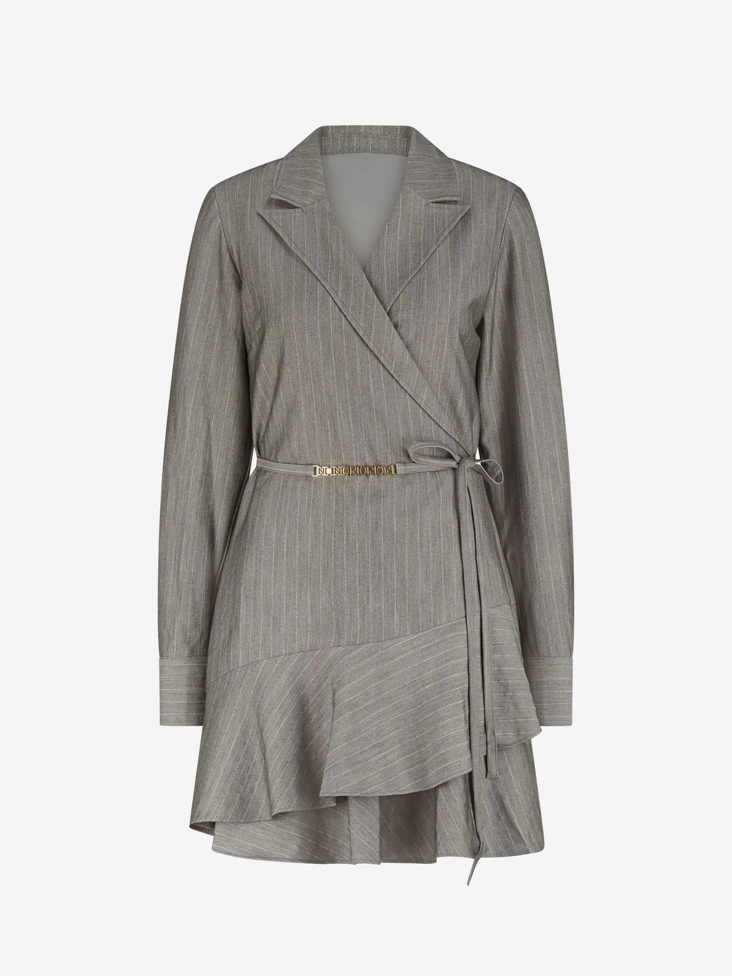 Robe portefeuille rayée avec détail chaîne LUBLIN - lave