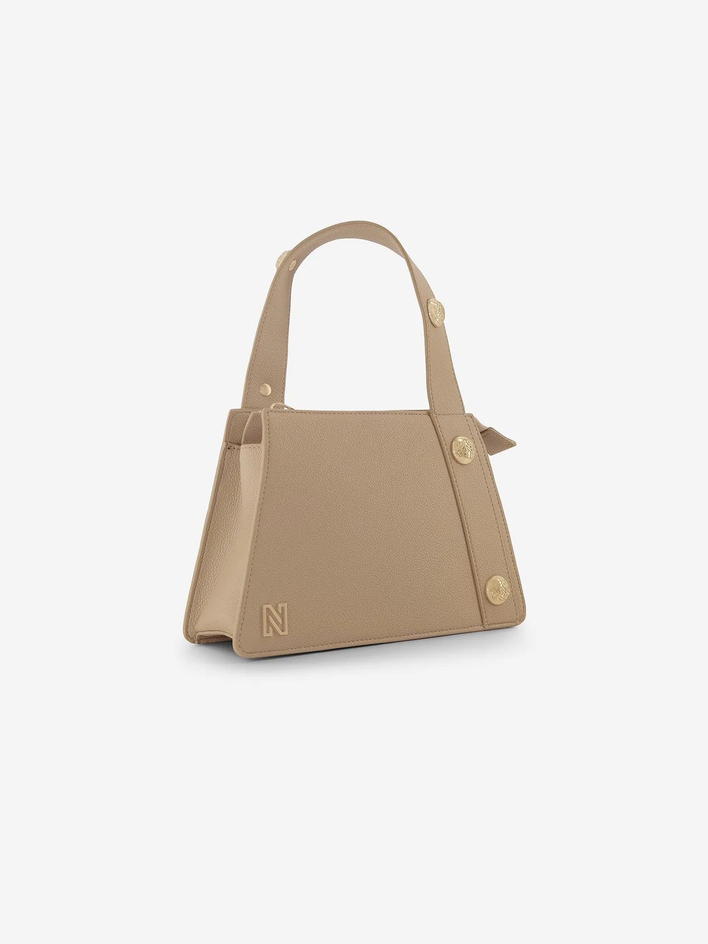 Sac avec poignée asymétrique et boutons décoratifs LODZ - noisette