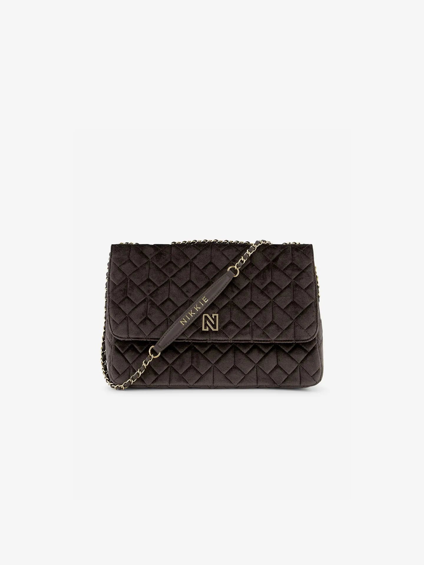 Sac à bandoulière en velours AVRIL VELVET - café
