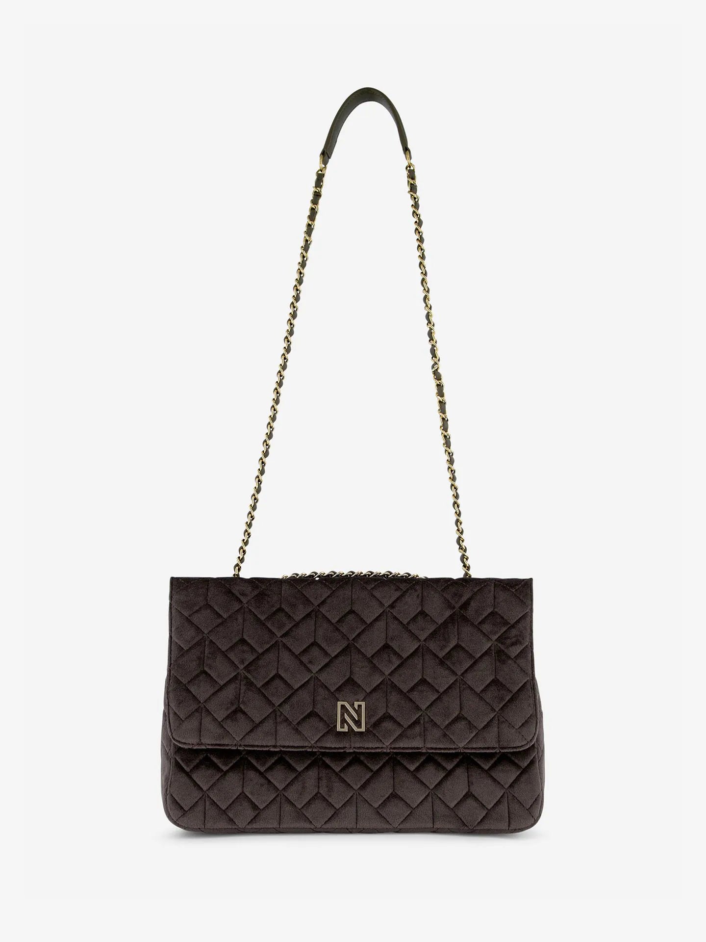 Sac à bandoulière en velours AVRIL VELVET - café