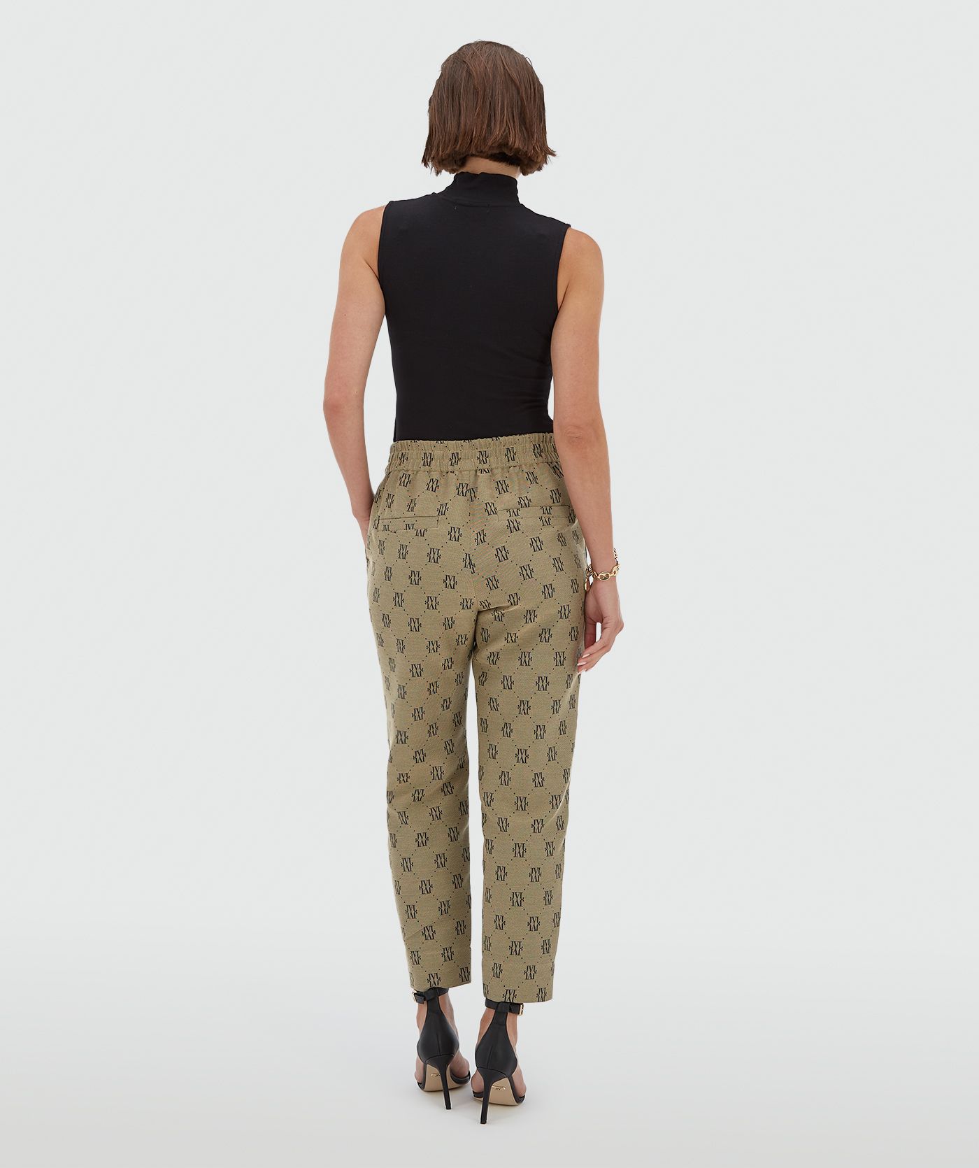 Pantalon taille mi-haute à coupe fuselée BRIARY - beige noir