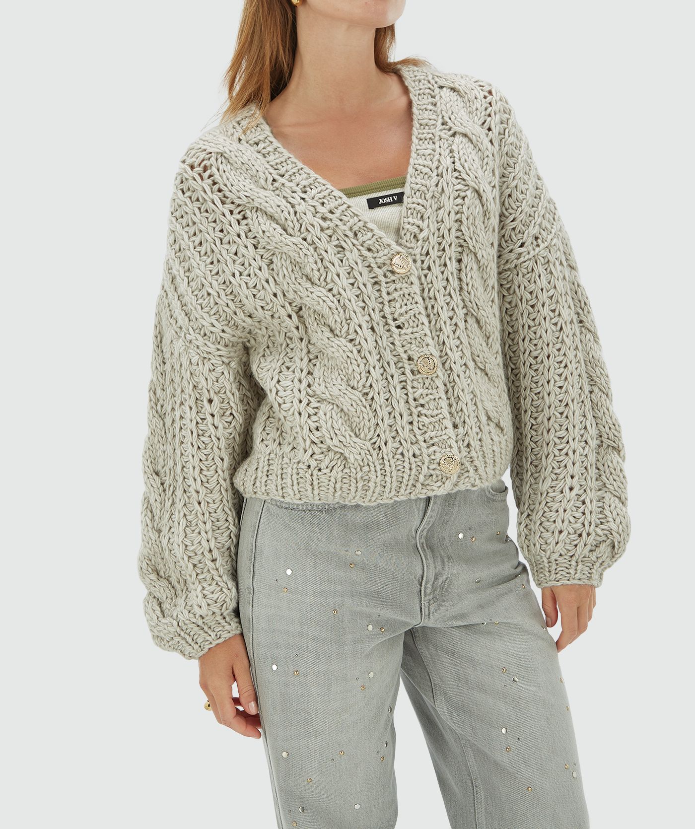 Cardigan en laine oversize FAYENNA - gris mélange chaud