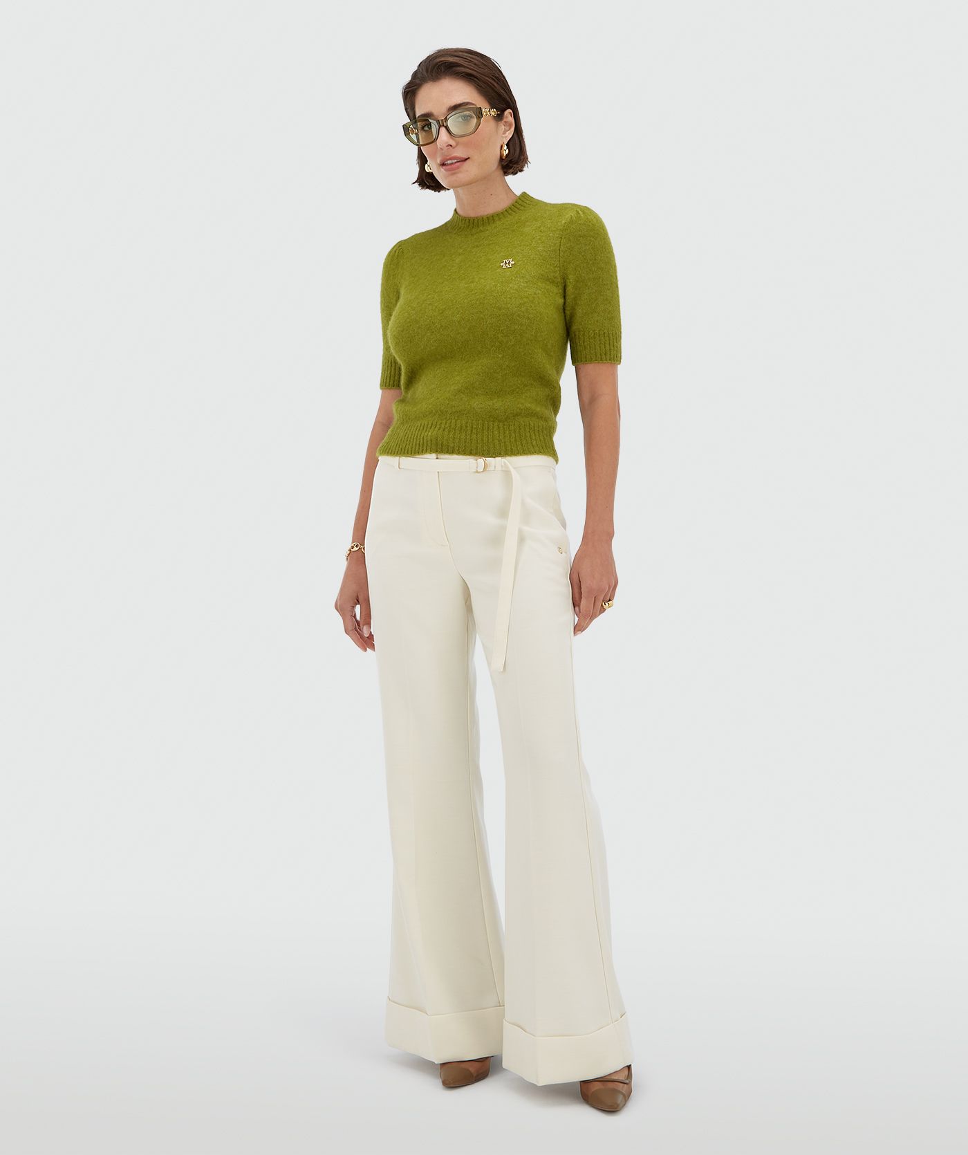 Top slim fit en laine mérinos FRANKA - vert vif