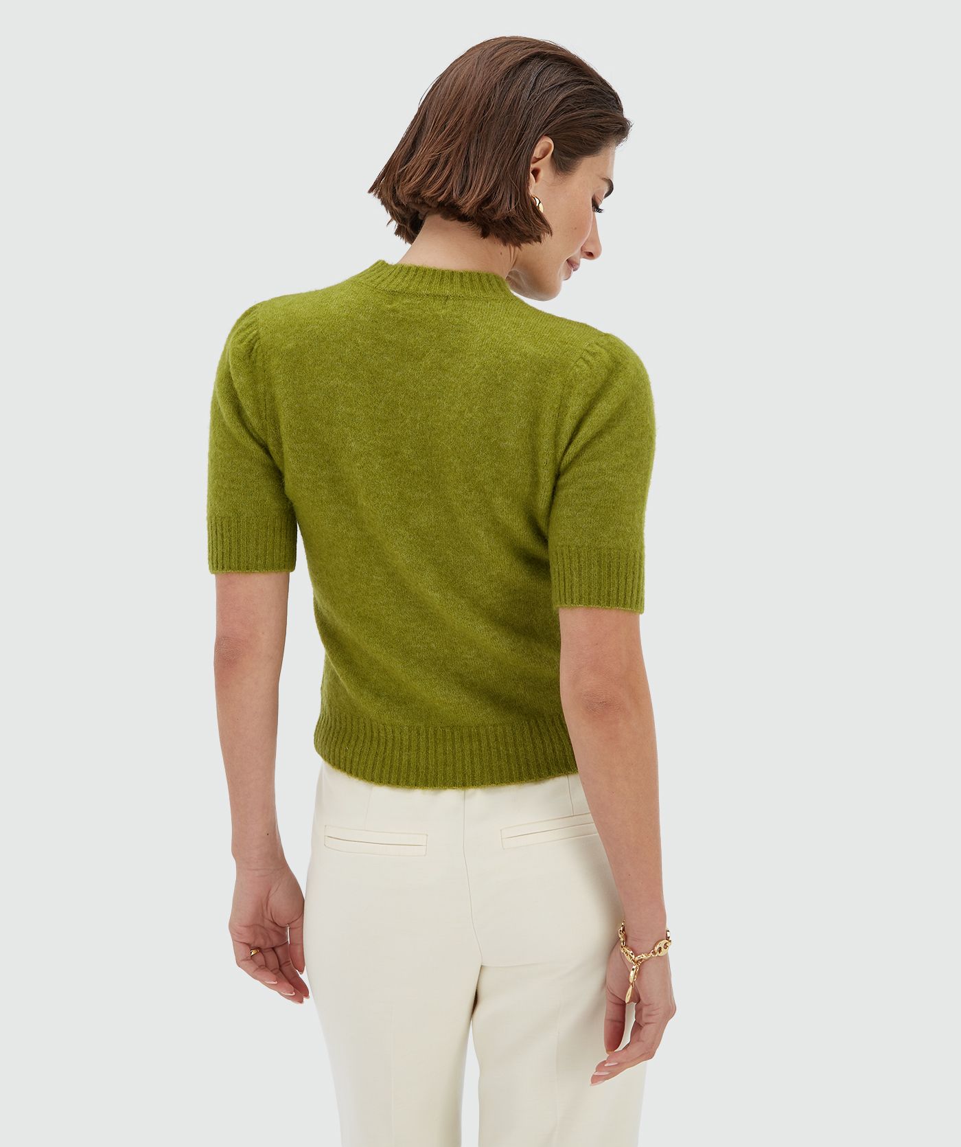 Top slim fit en laine mérinos FRANKA - vert vif