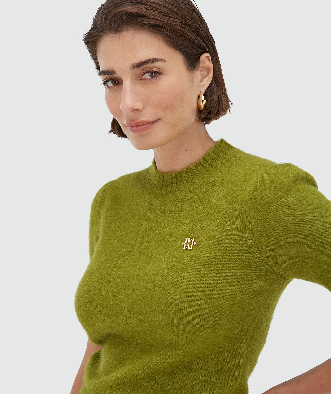 Top slim fit en laine mérinos FRANKA - vert vif