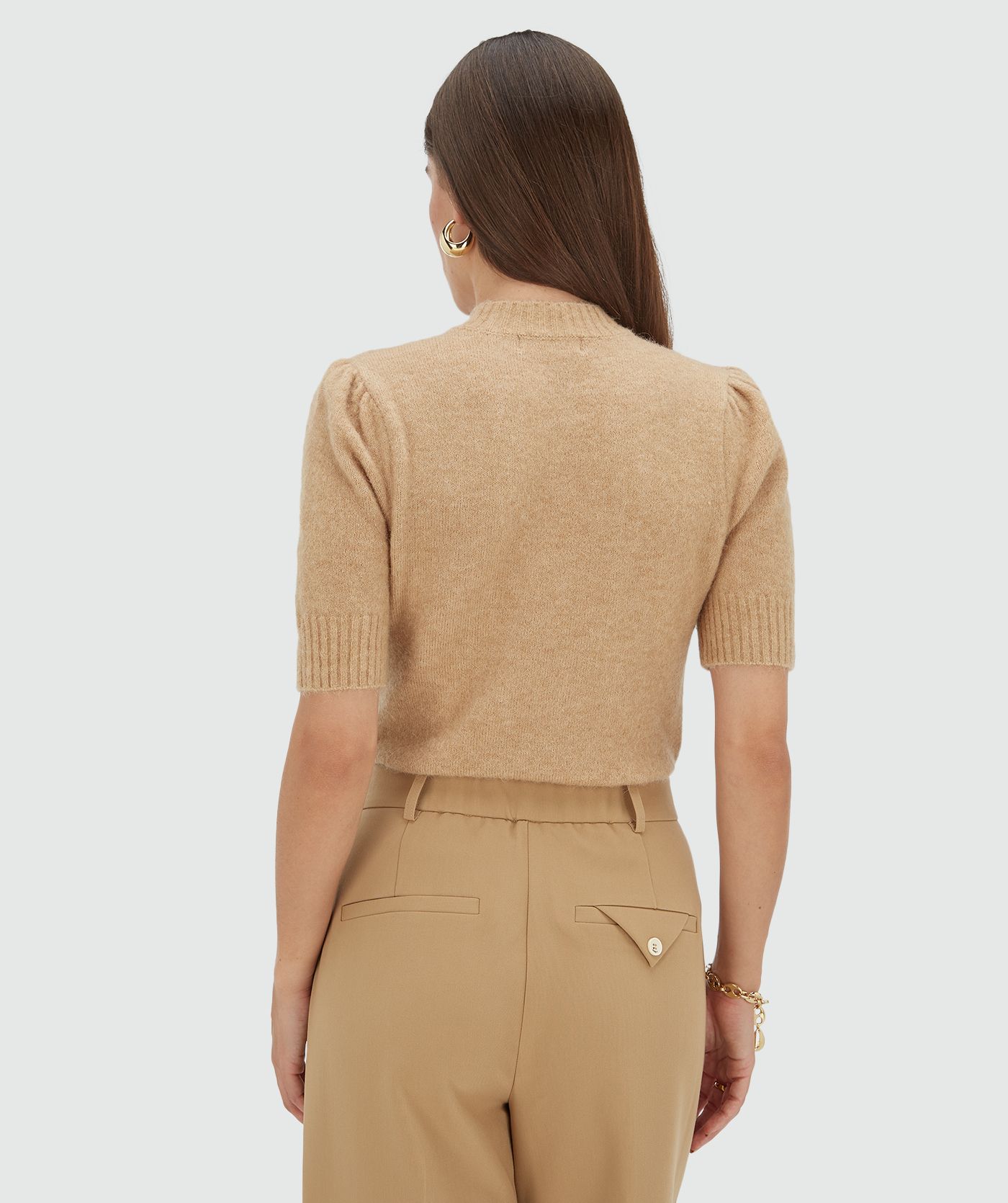 Pull ajusté en laine mérinos FRANKA - marron clair chiné