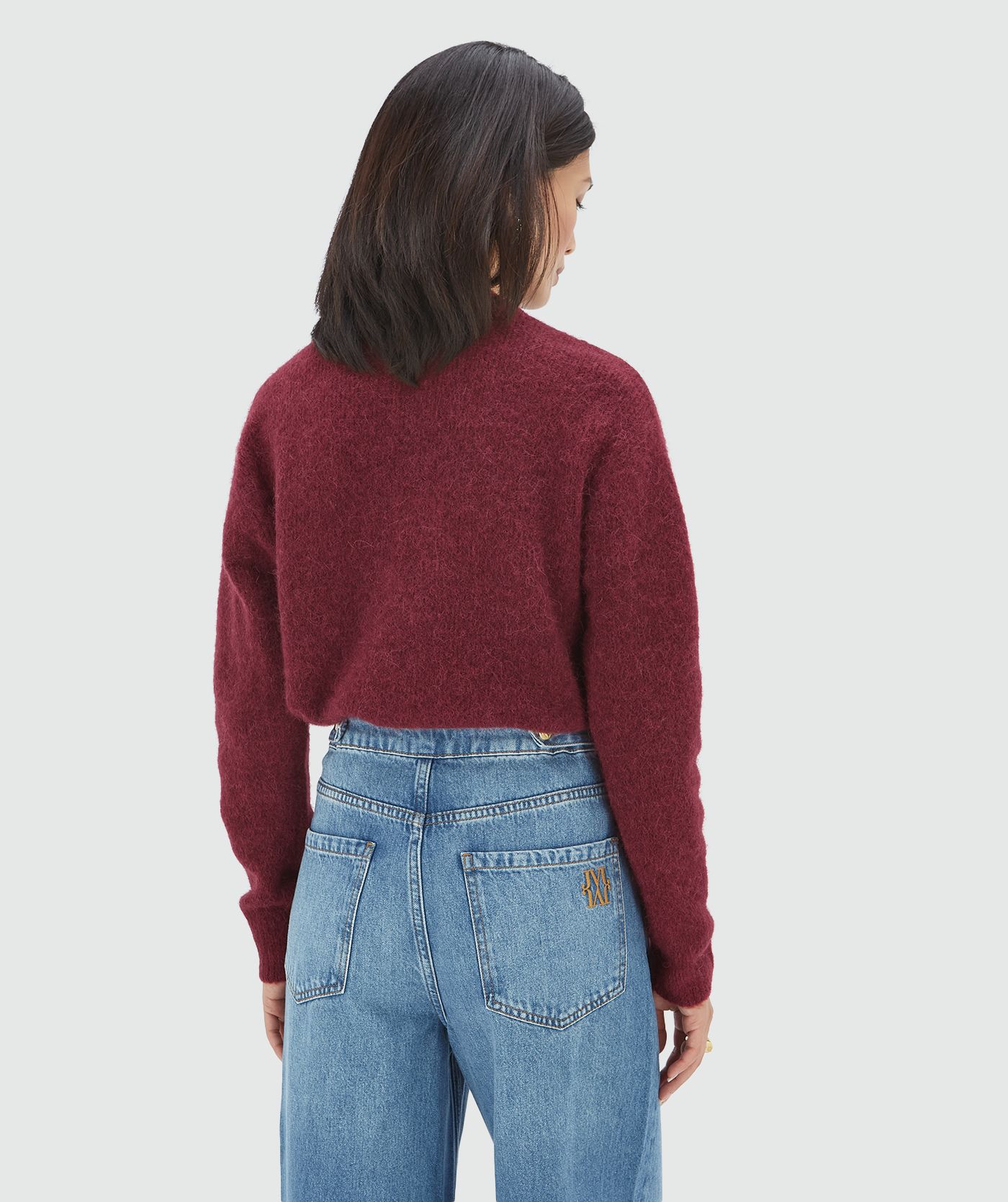 Pull oversize en laine mérinos FRESIA - mélange rouge baie