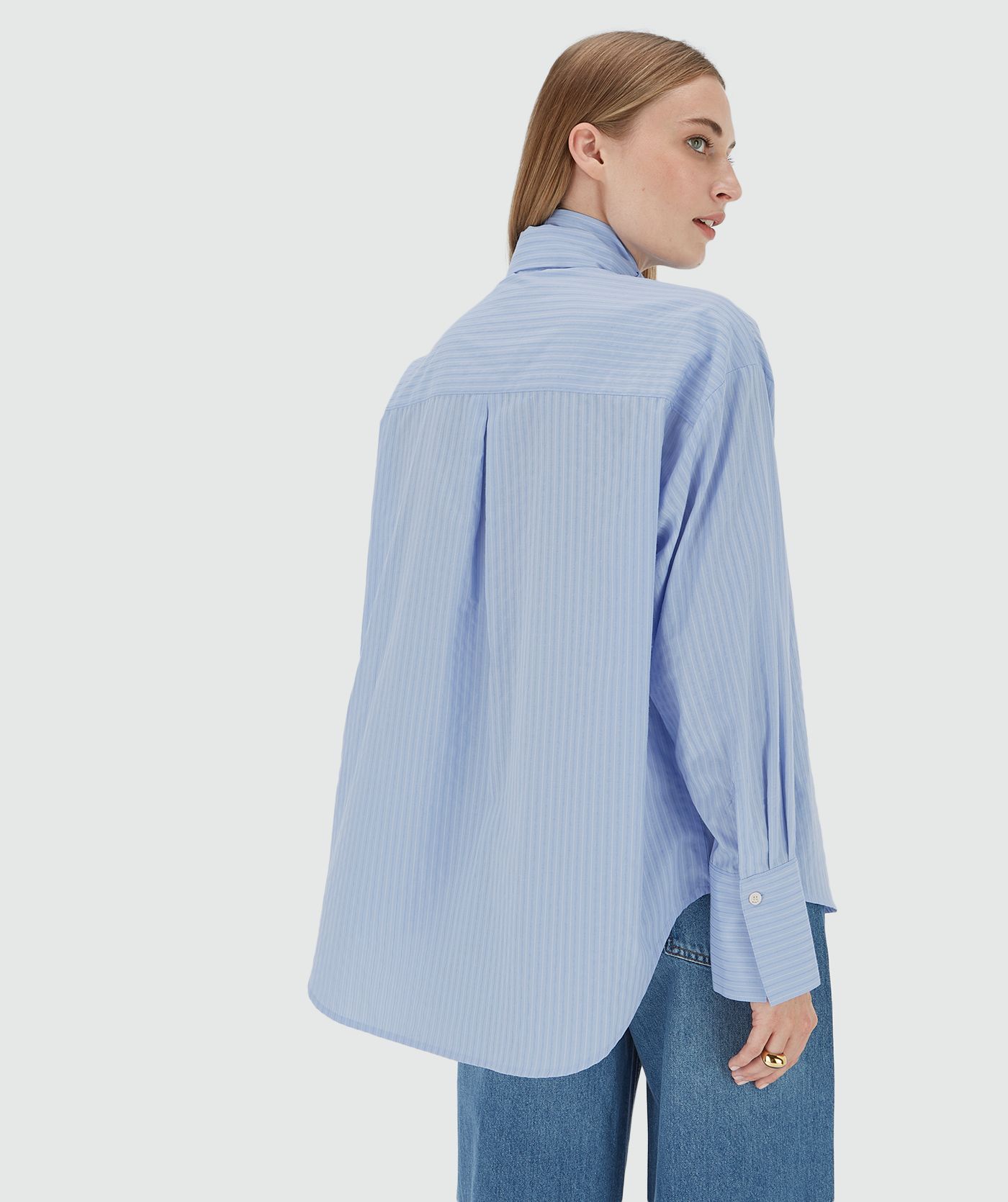 Blouse oversize avec nœud HEDY - bleu poudré écru clair