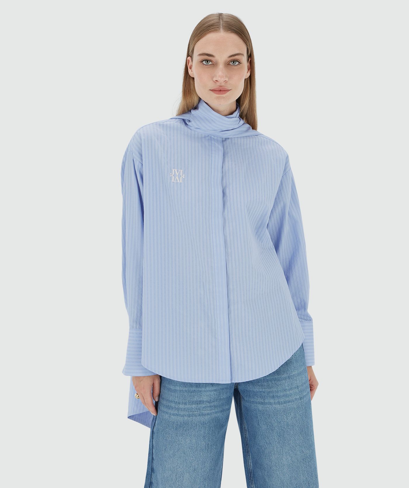 Blouse oversize avec nœud HEDY - bleu poudré écru clair
