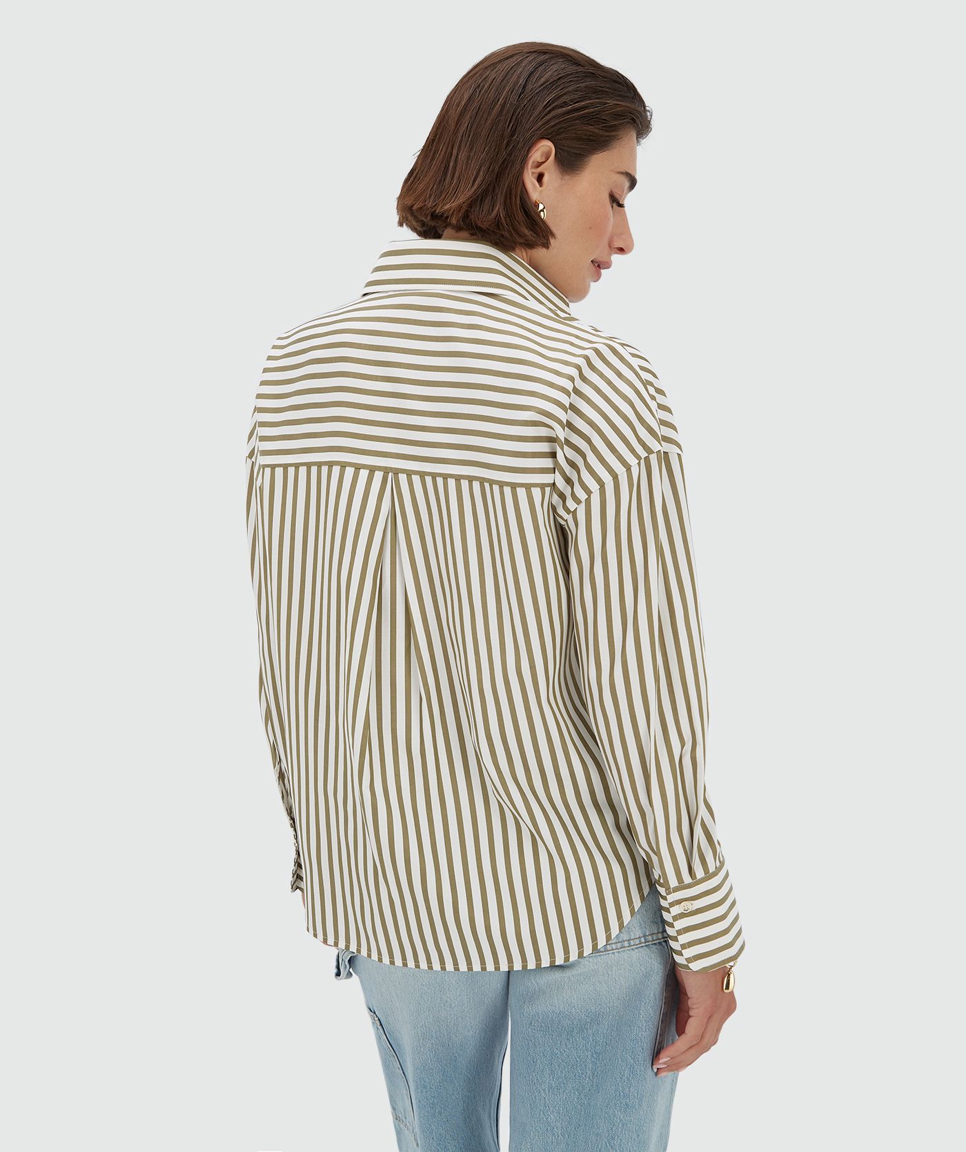 Chemise rayée oversize LEXX - pistache foncé écru clair