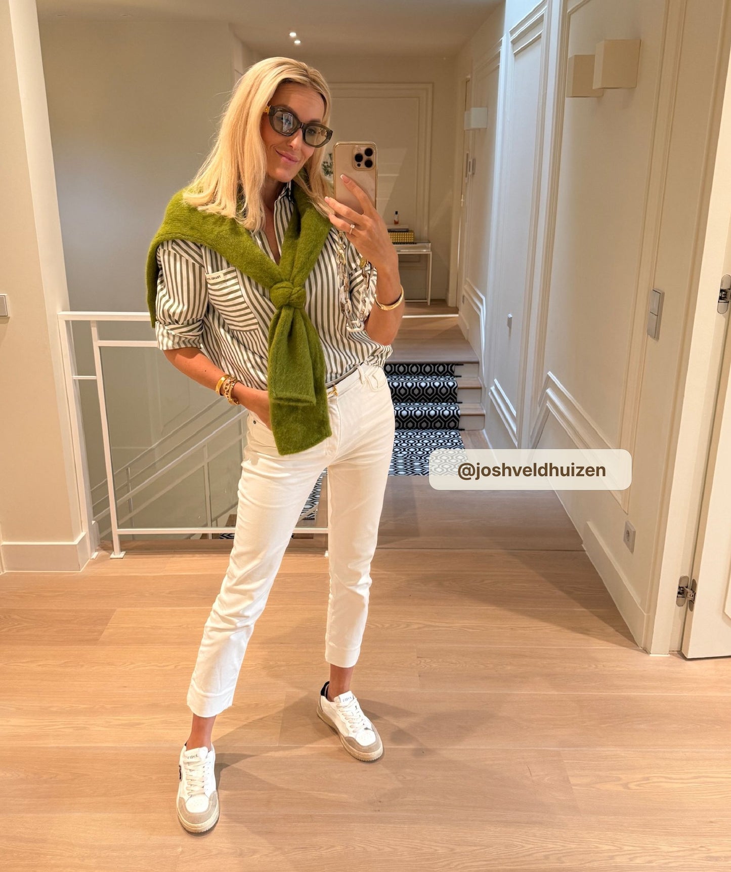 Chemise rayée oversize LEXX - pistache foncé écru clair
