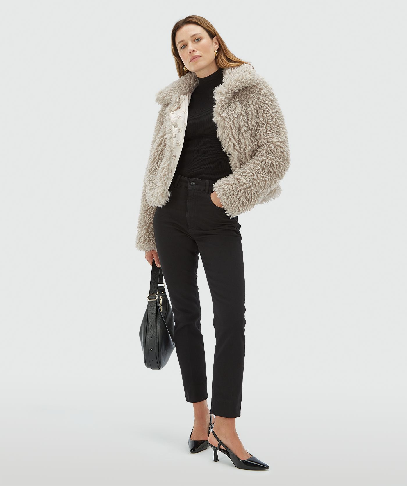 Manteau moelleux boxy fit LISA - gris chaud