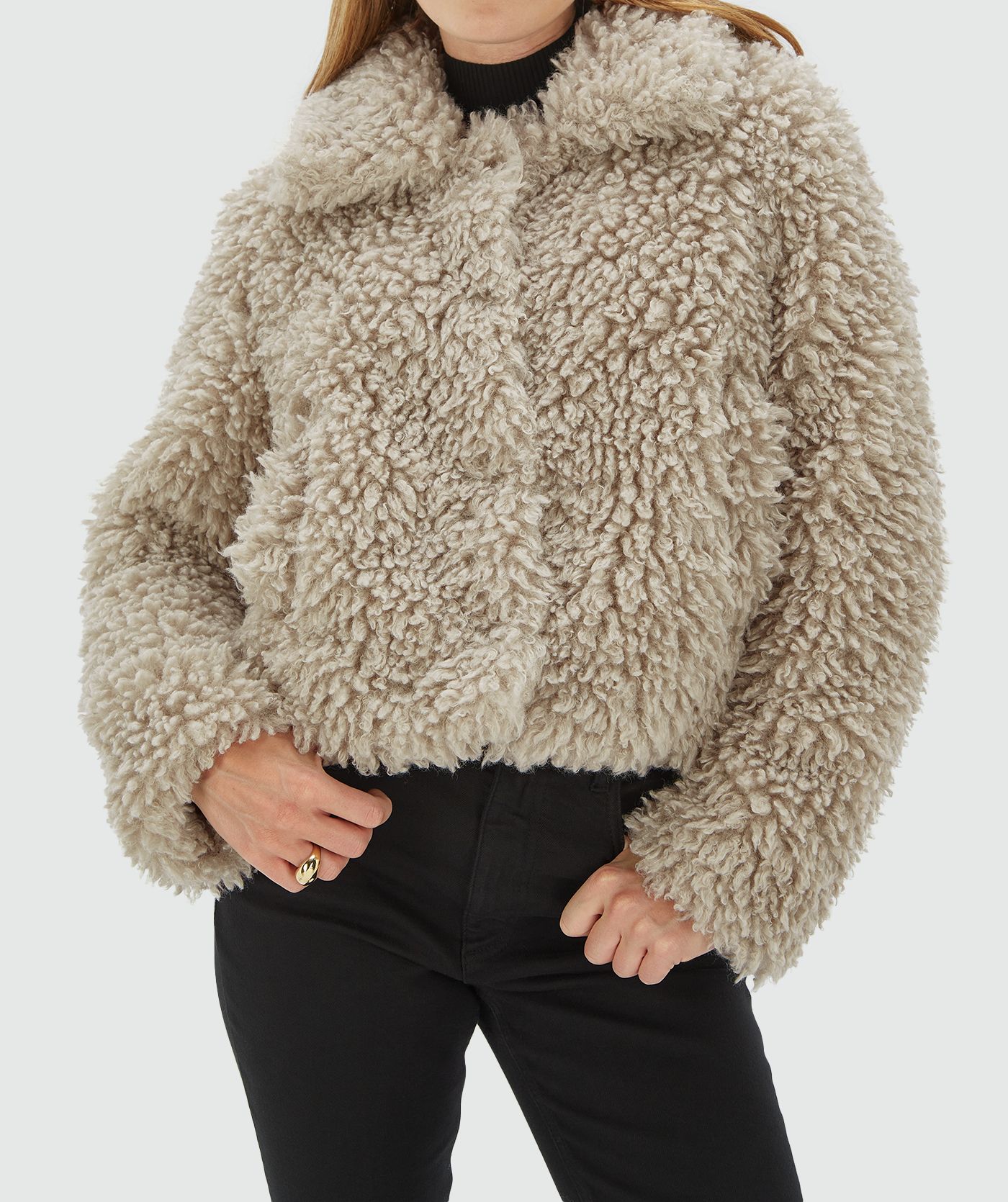Manteau moelleux boxy fit LISA - gris chaud
