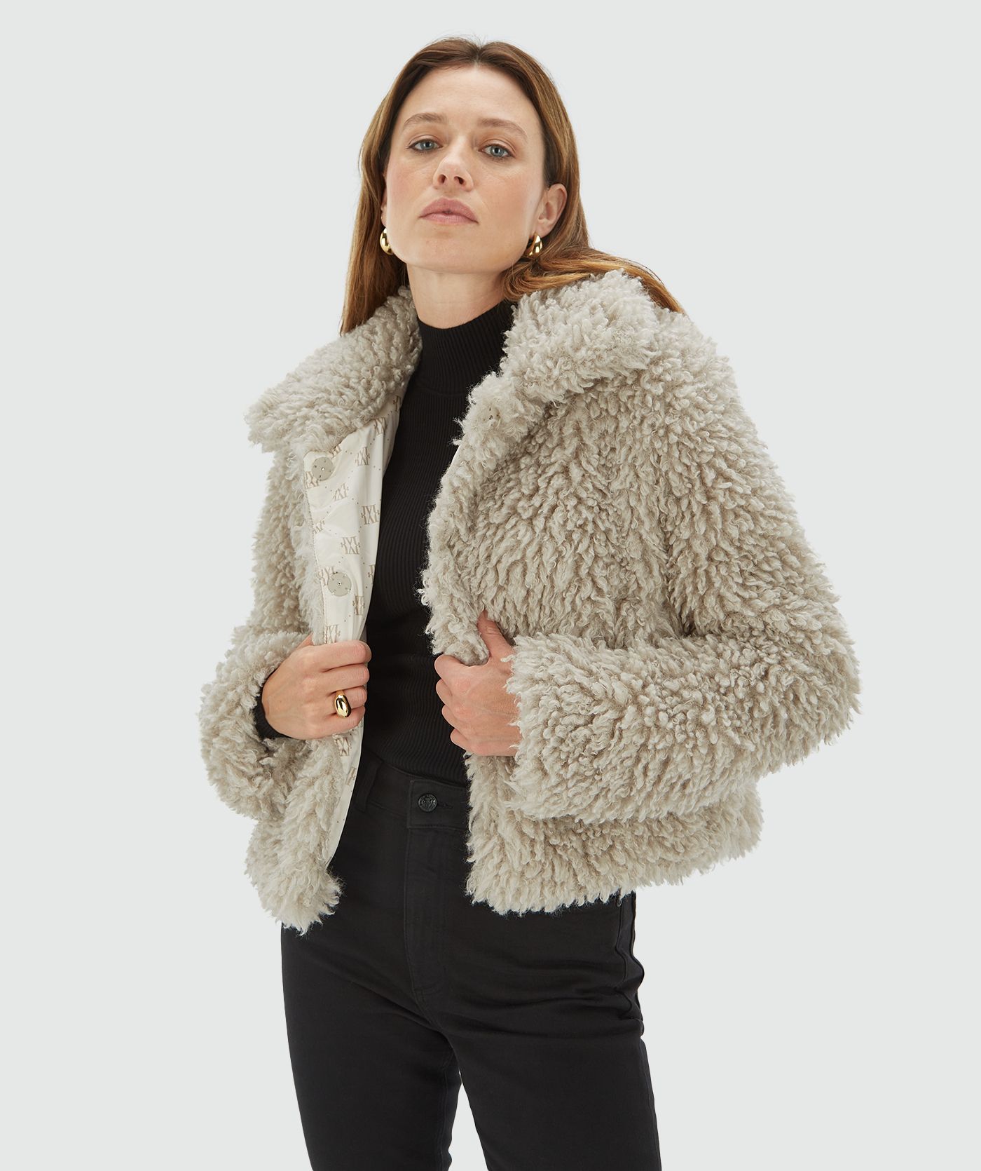 Manteau moelleux boxy fit LISA - gris chaud