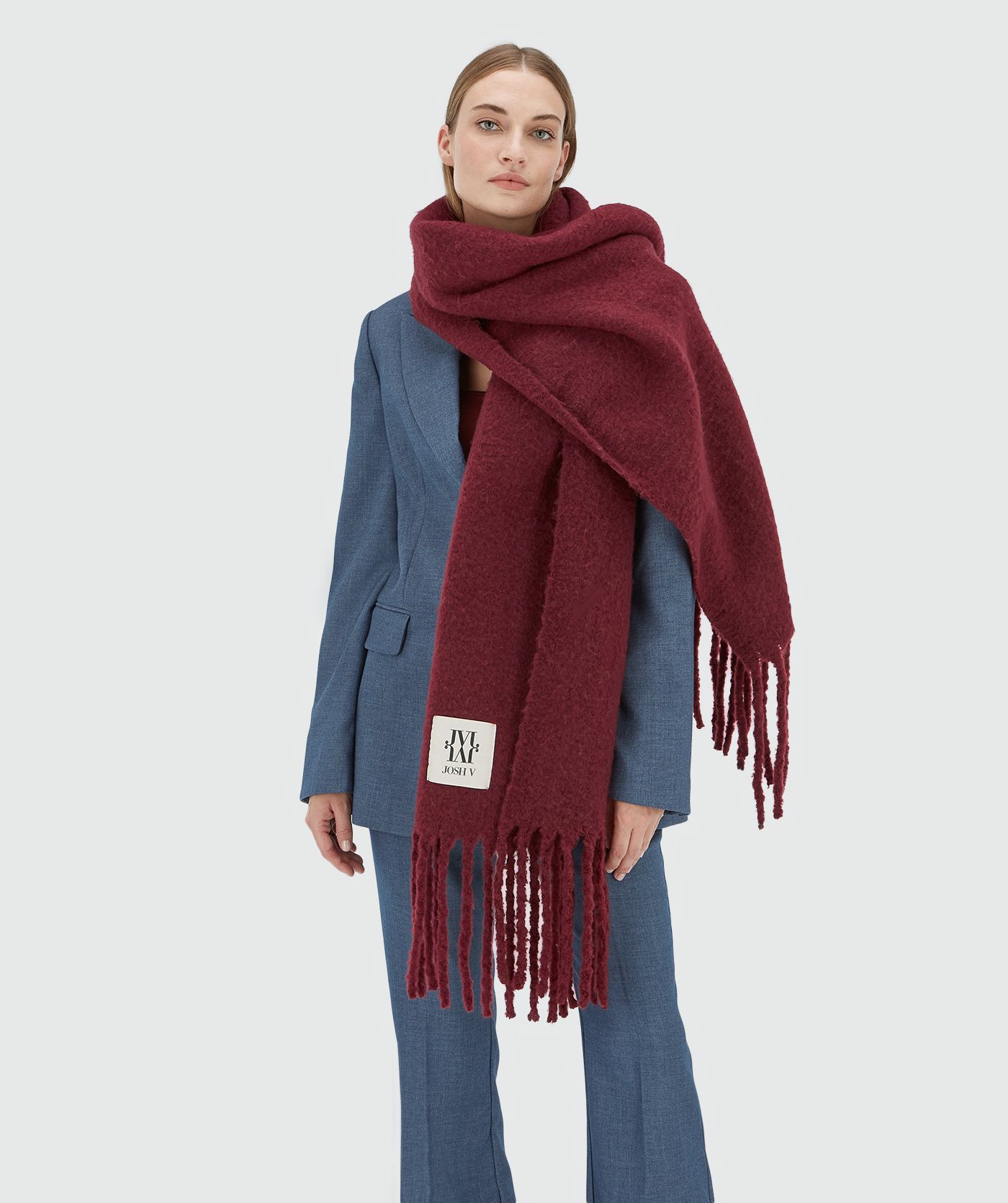Écharpe en maille MADELYN - rouge baie