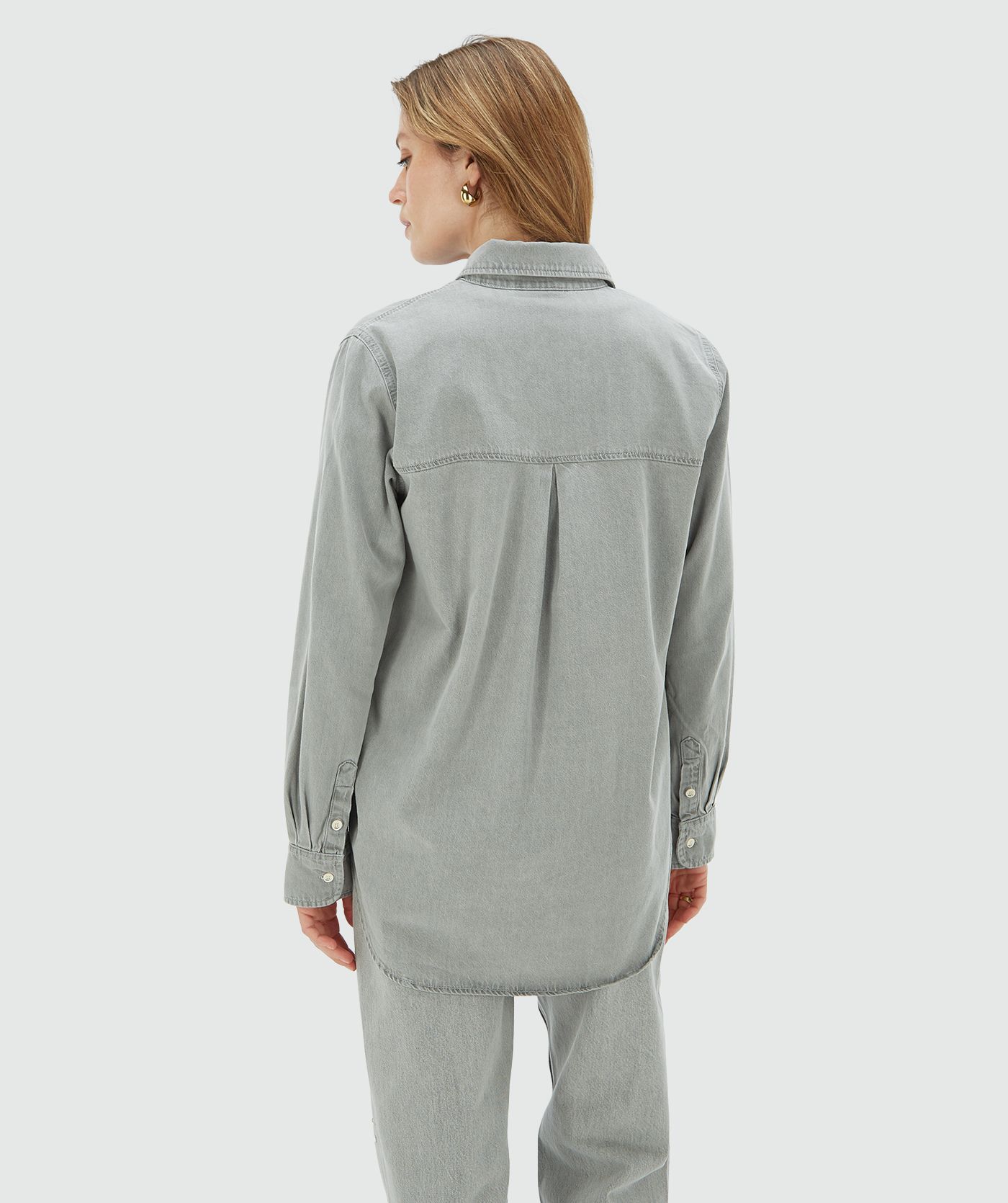 Blouse en jean coupe droite MEGGY - jean gris