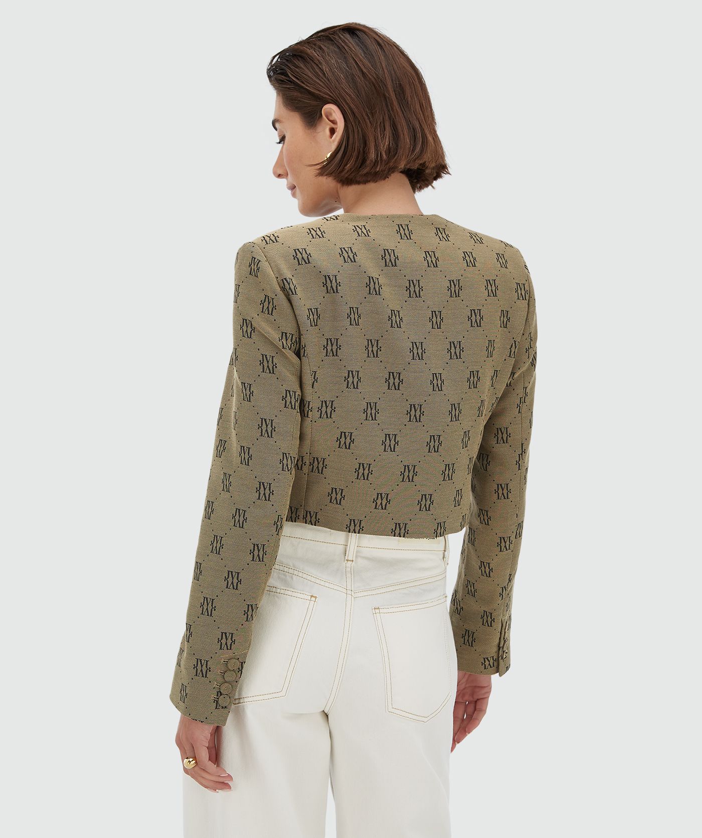 Blazer court avec imprimé logo REMI - beige noir
