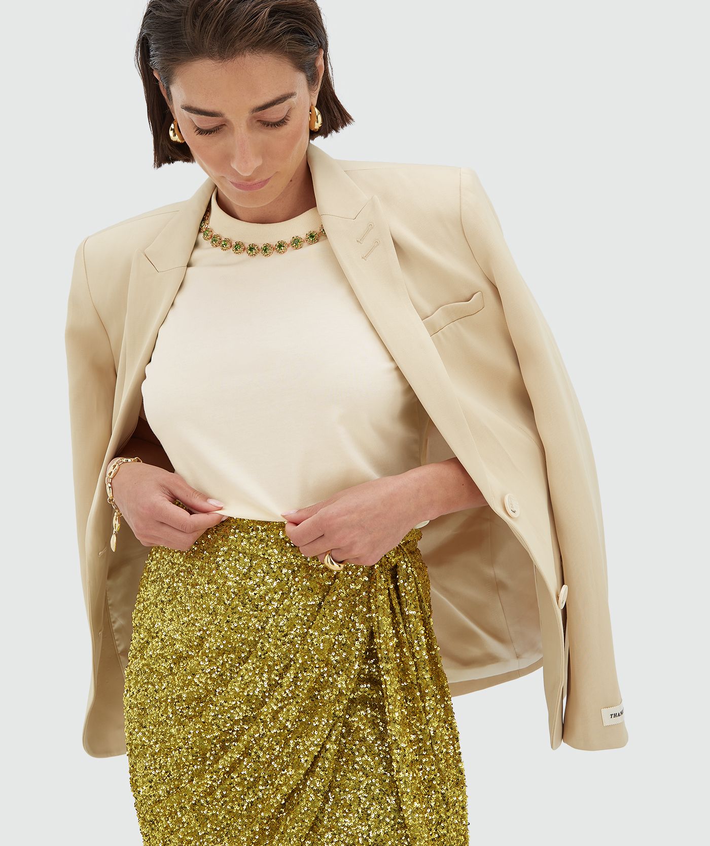 T-shirt regular fit avec strass ROSINA - écru clair