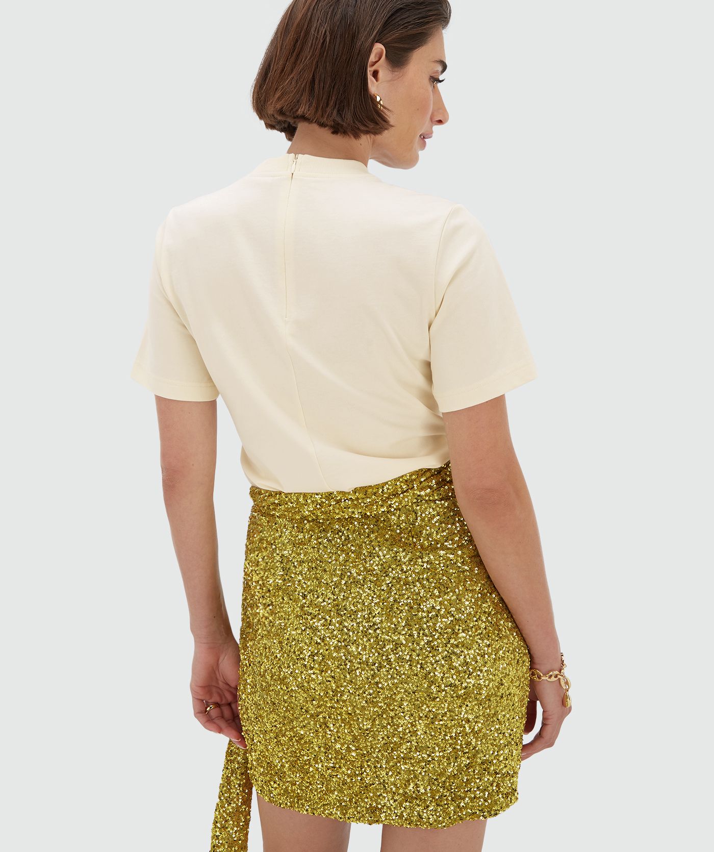 T-shirt regular fit avec strass ROSINA - écru clair