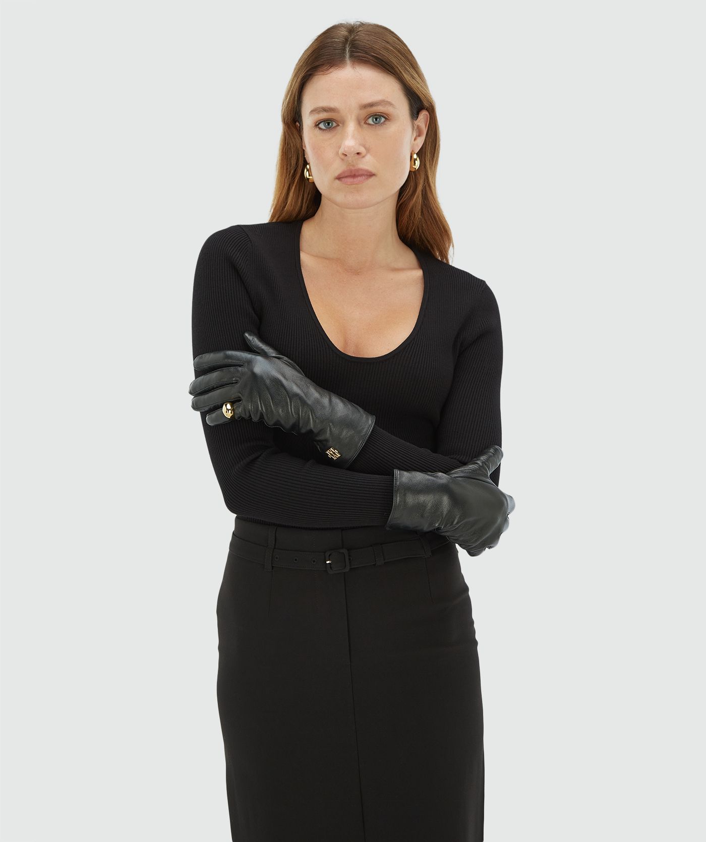 Gants en cuir SCARLETT - noir