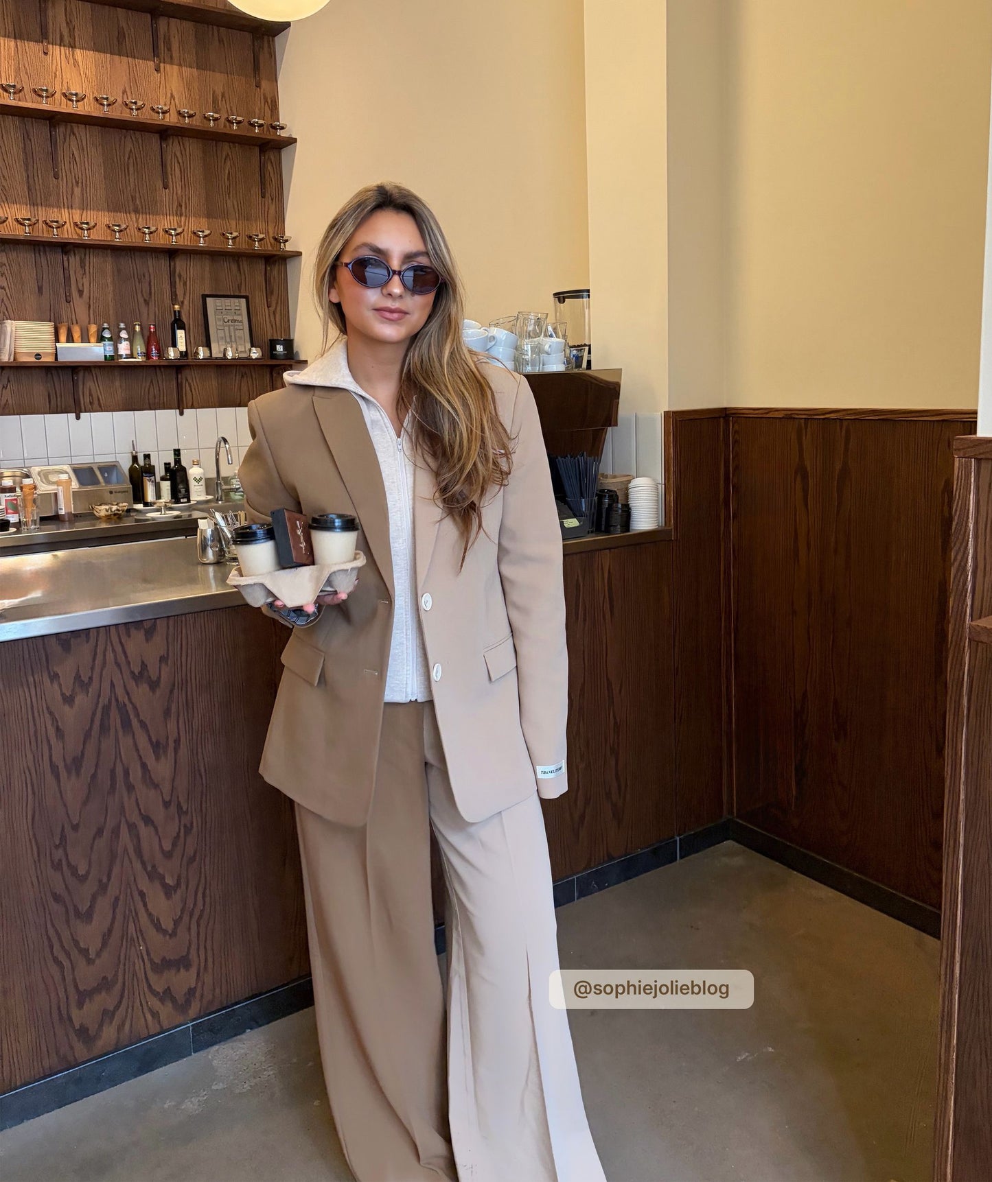 Blazer bicolore avec sweat à capuche amovible SUUS HOODIE - chameau léger kaki