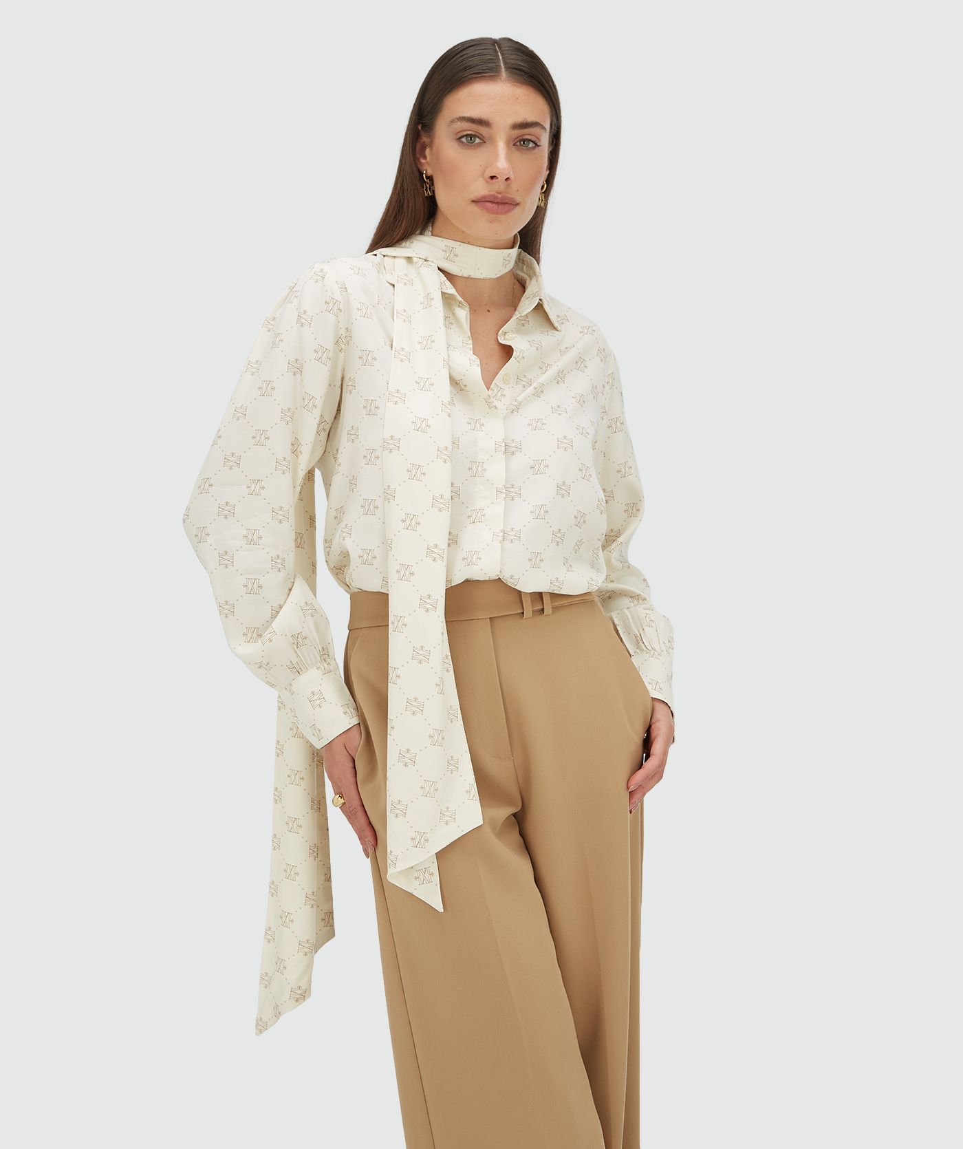 Chemisier regular fit avec logo imprimé SYDNEY - crème blanc marron clair