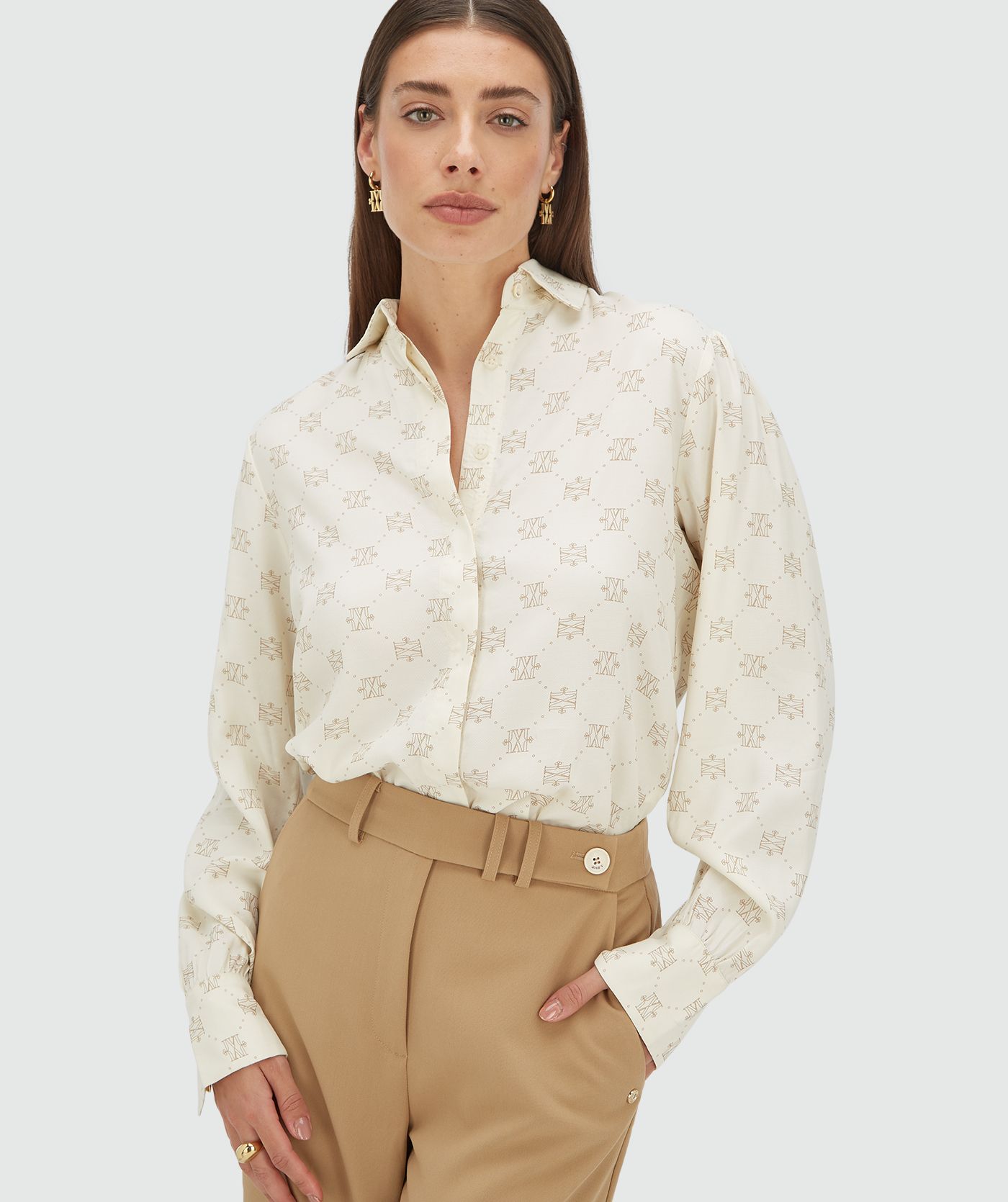 Chemisier regular fit avec logo imprimé SYDNEY - crème blanc marron clair