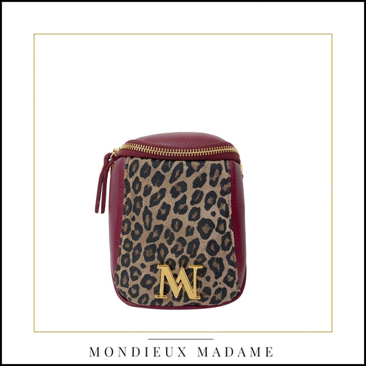 Sac bandoulière Mondieux Madame LOTTIE - bordeaux léopard
