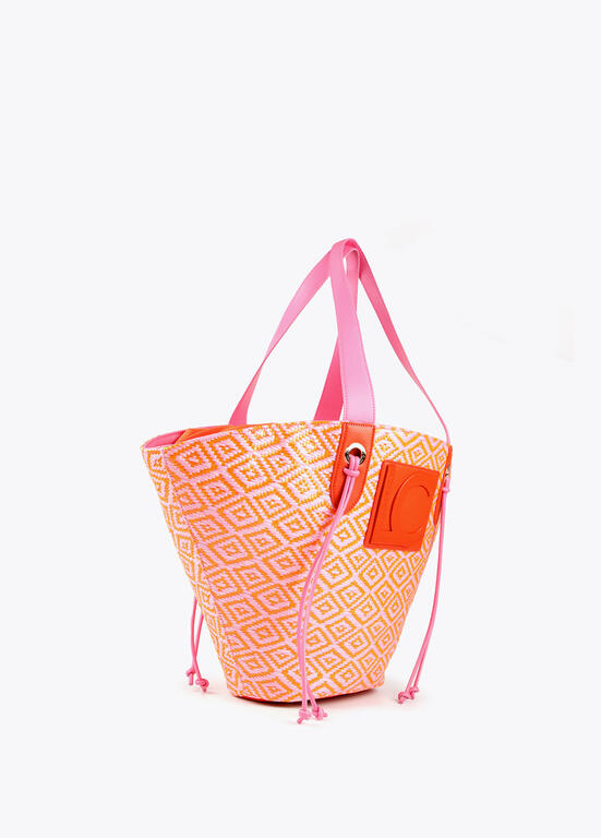 Sac panier XL - Rose et orange