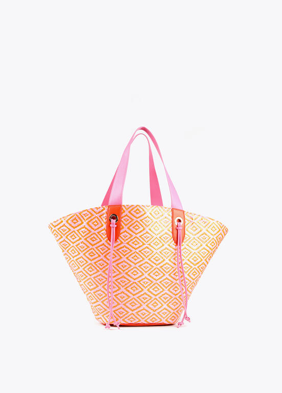 Sac panier XL - Rose et orange