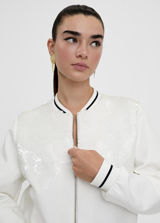 Bomber détails sequins - Blanc