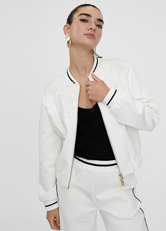 Bomber détails sequins - Blanc